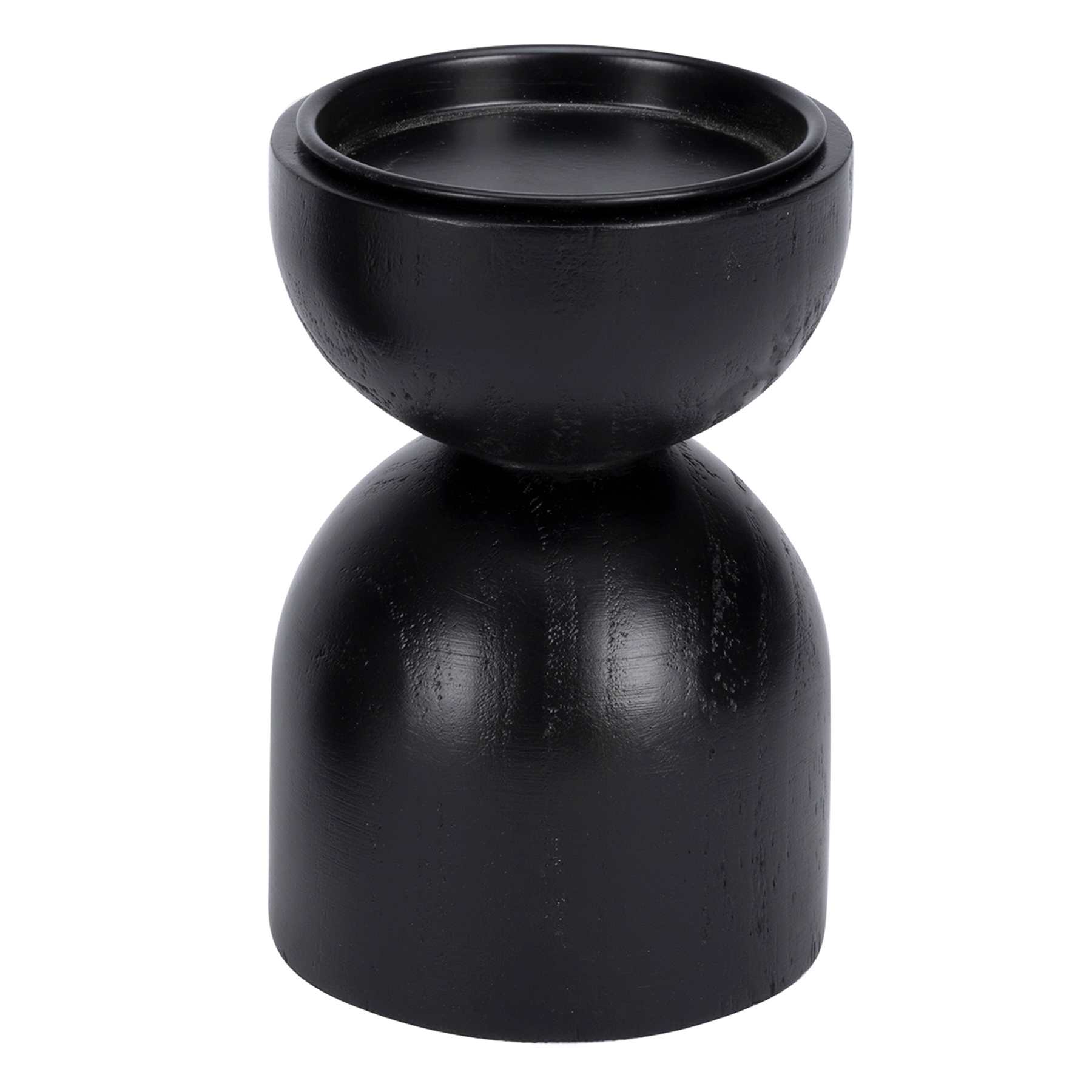 Tracey Boyd Black Wood Pillar Candle Holder, 6"