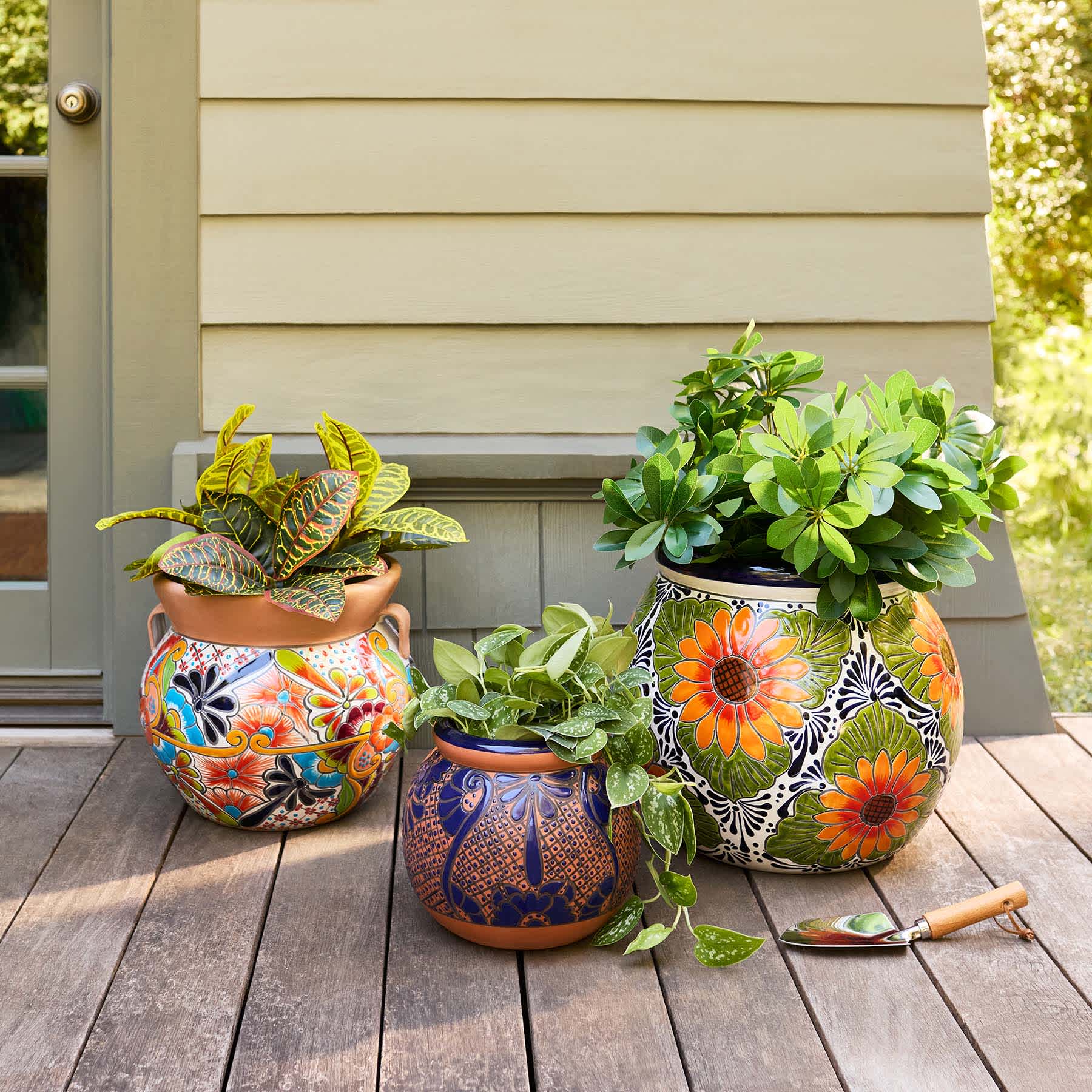 Hand Painted Cobalt Terra Outdoor Planter, Small