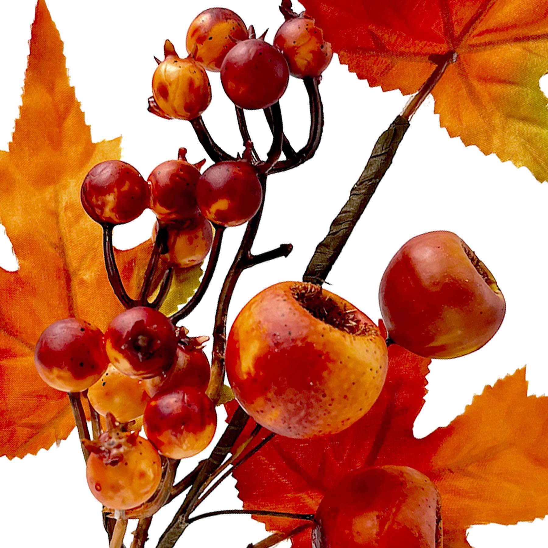 Orange Berries & Leaves Pick, 12"
