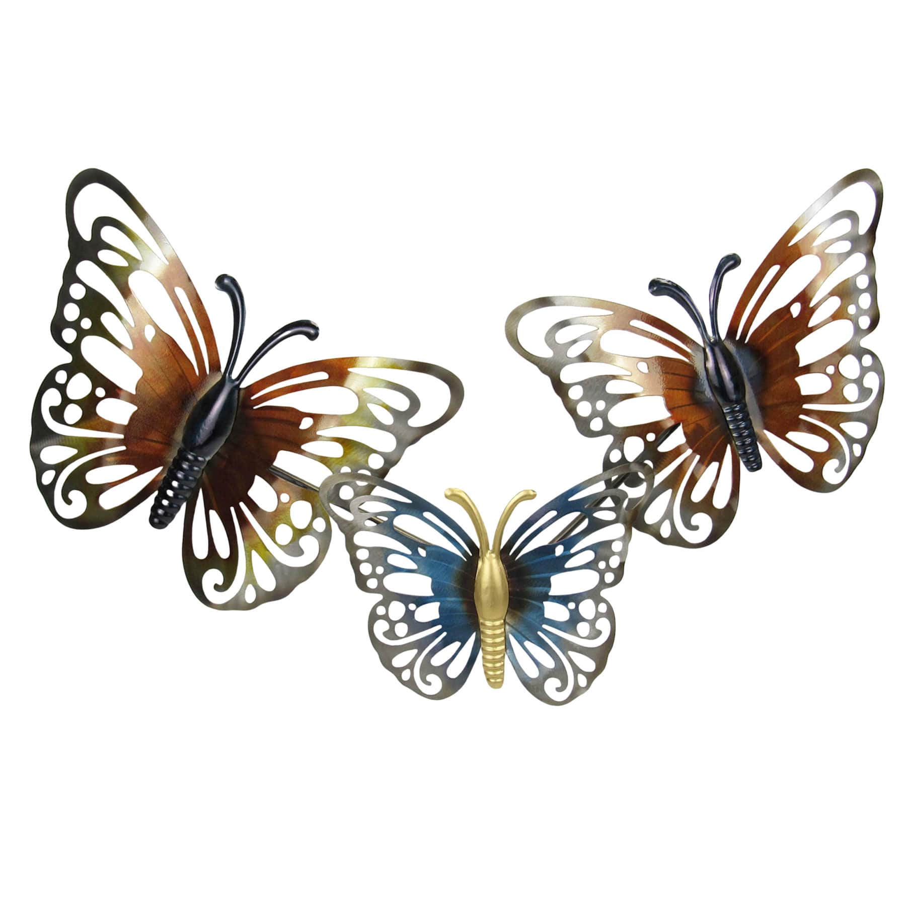 Metal Bronzed Butterfly Trio Wall Decor, 31"