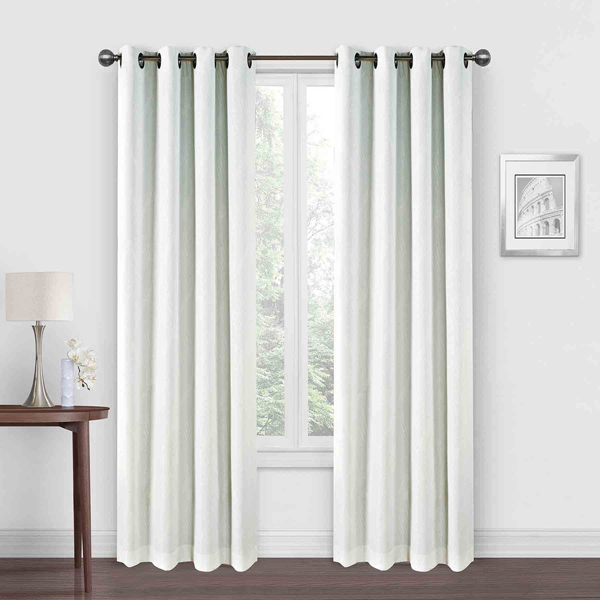 Brooks White & Silver Grommet Blackout Curtain Panel, 95"