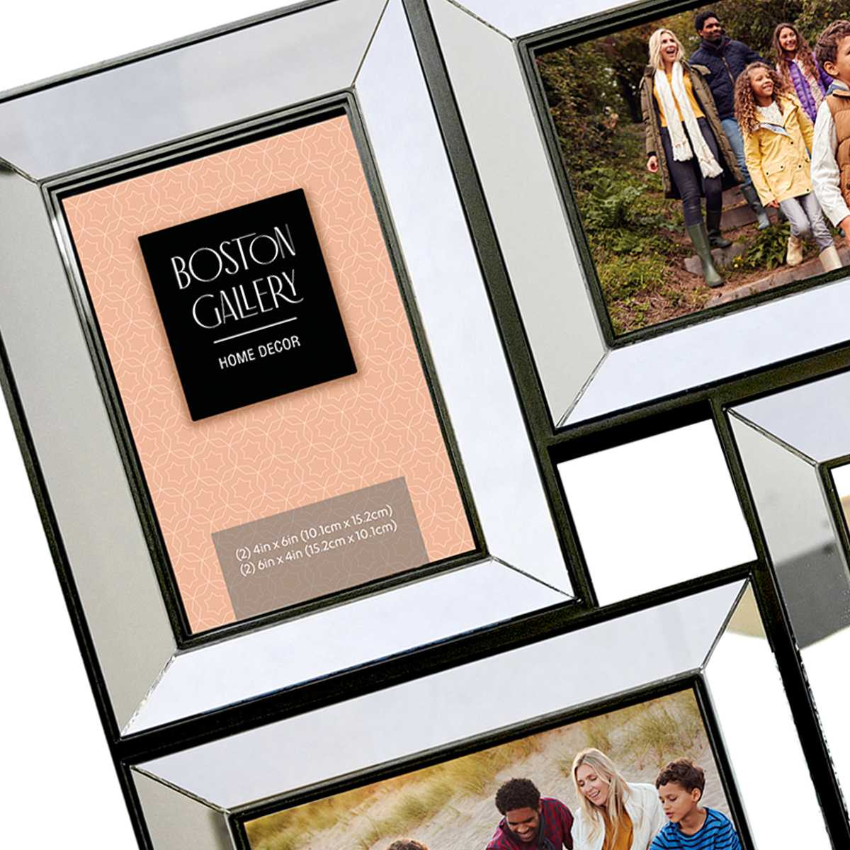4-Opening Mirrored Collage Wall Frame, 14"