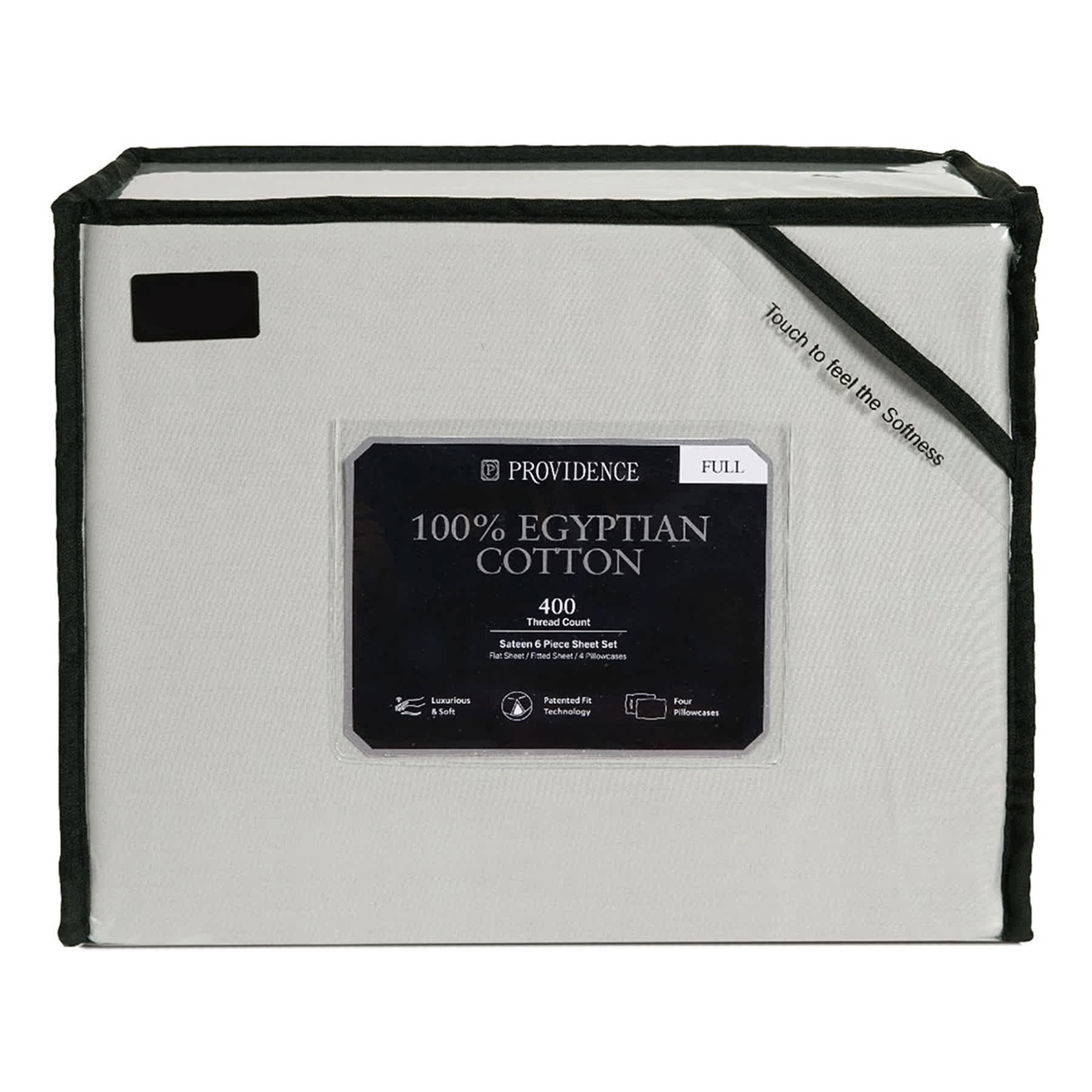 Providence 6-Piece Light Grey 100% Egyptian Cotton Sateen Sheet Set, Full