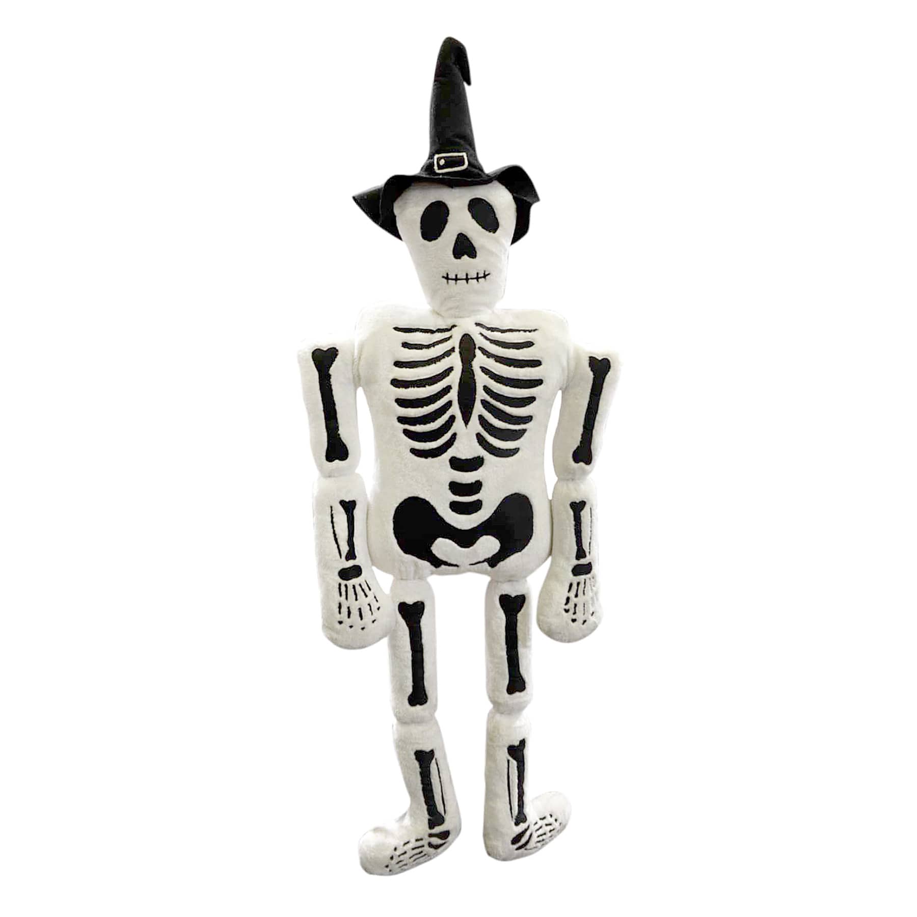 Oversized Skeleton Throw Pillow with Witch Hat, 60x22