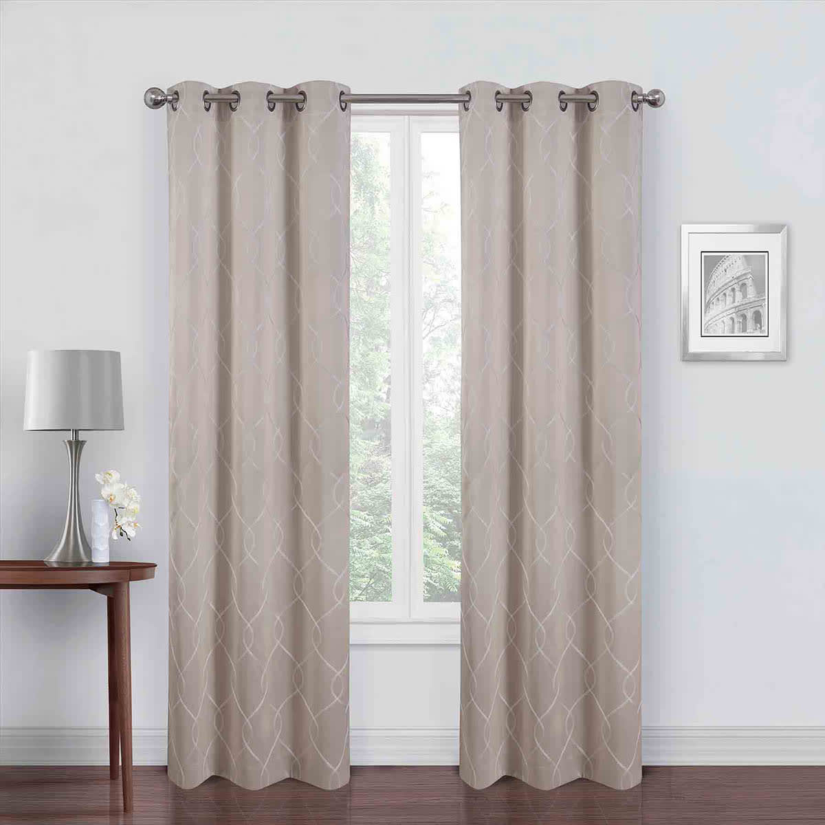 2-Pack Ivory & White Embroidered Blackout Curtain Panels, 84"