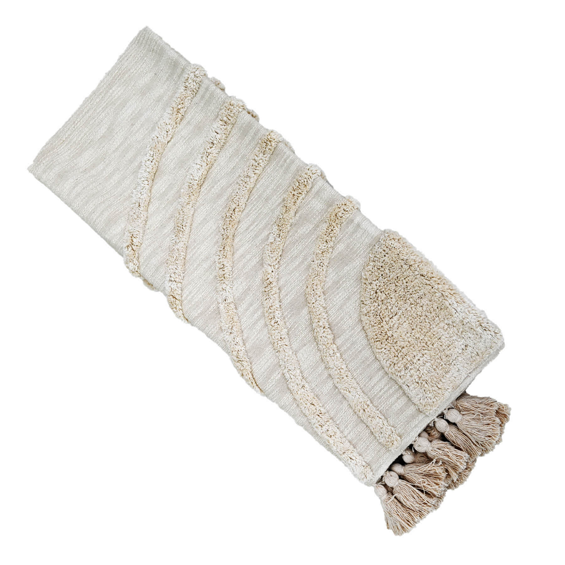 Neutral Rainbow Tufted Throw Blanket, 50x60