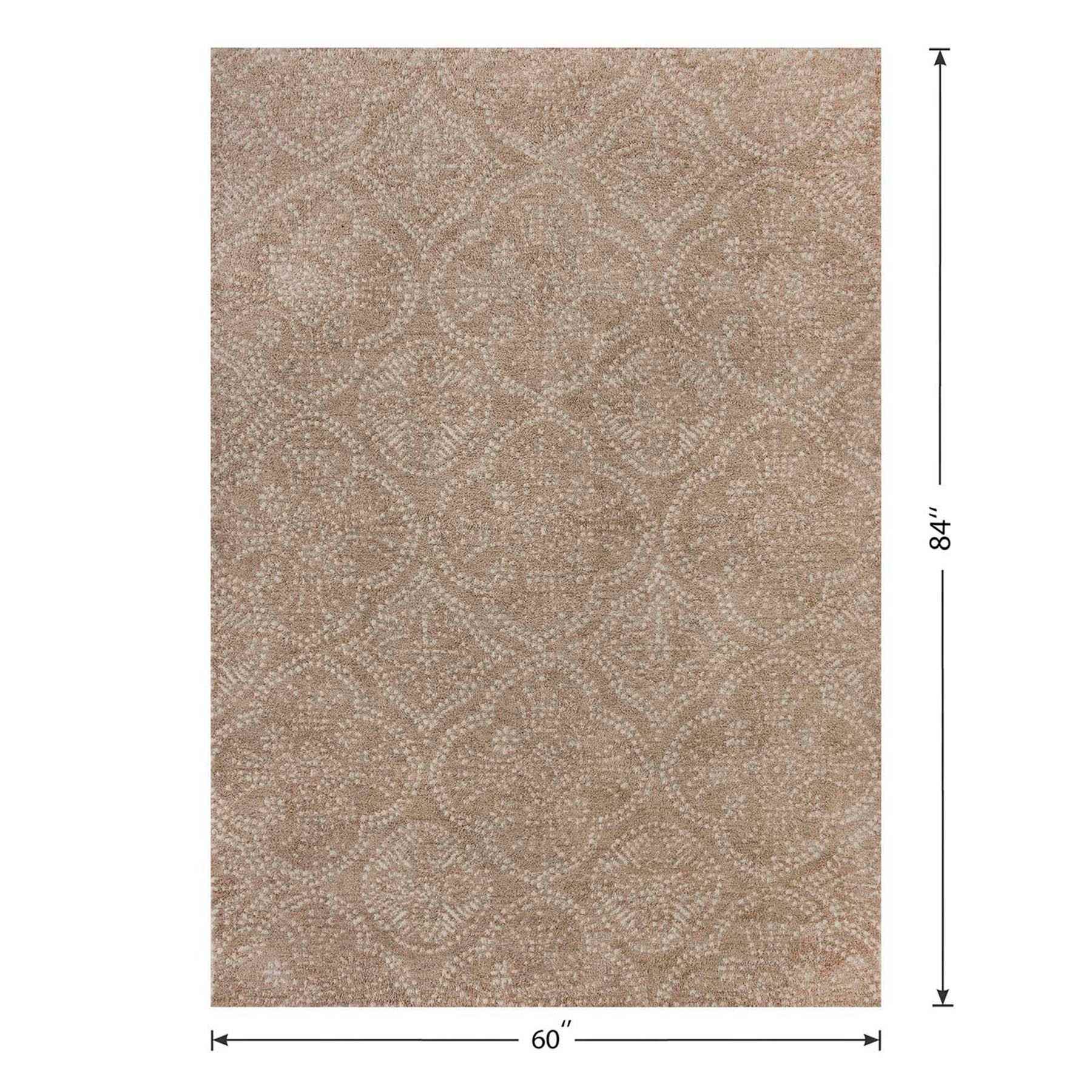 (C202) Hayne Neutral Floral Shag Area Rug, 5x7