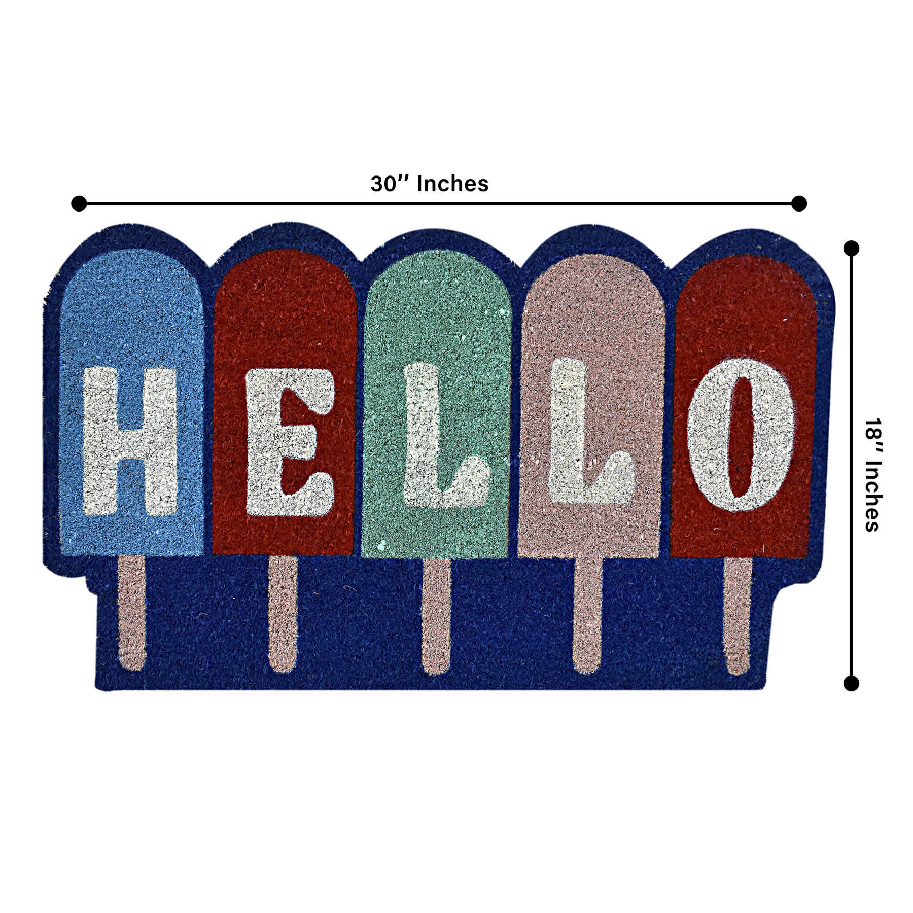 Hello Popsicles Shaped Coir Mat, 18x30