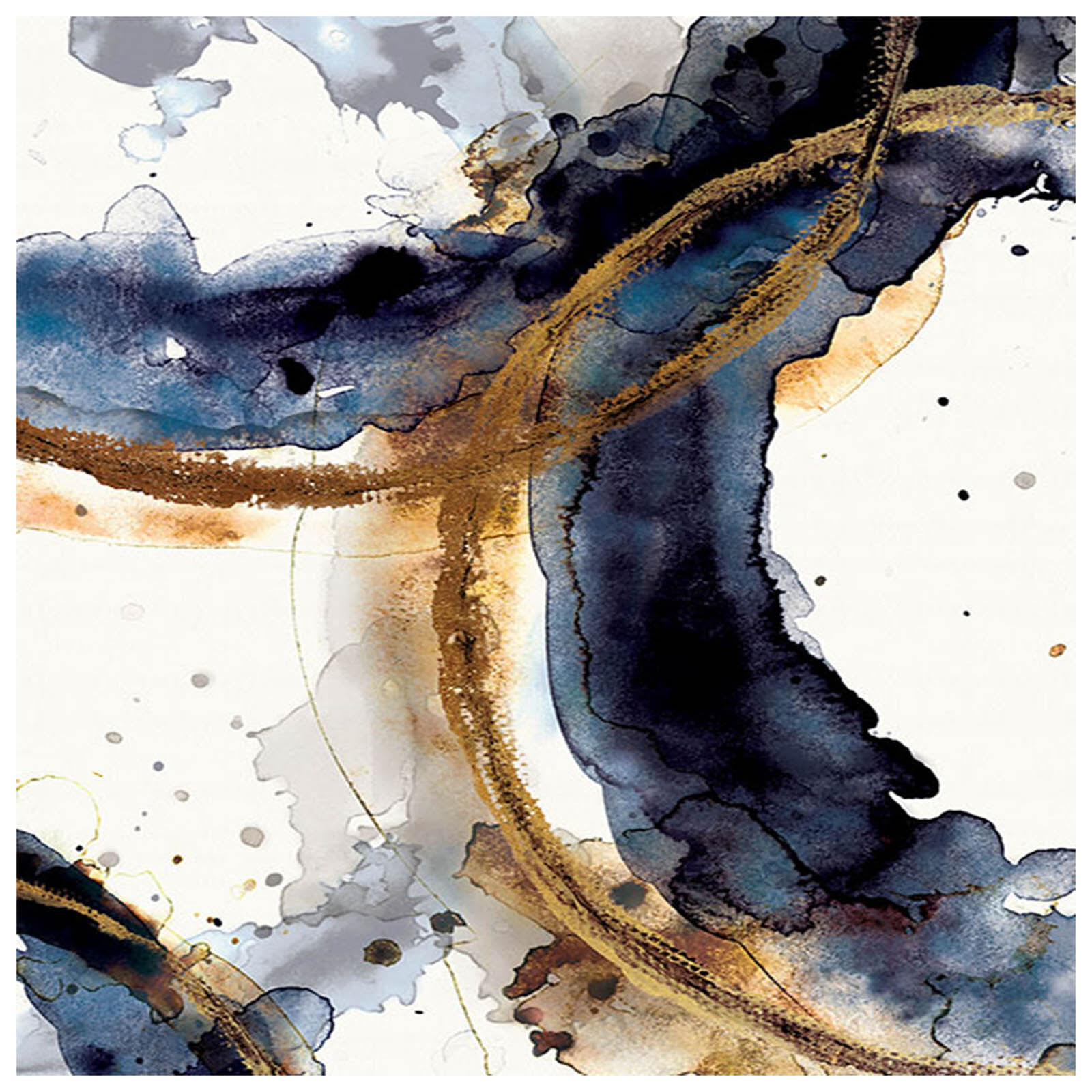 Indigo Blue Circles Abstract Canvas Wall Art, 24x36