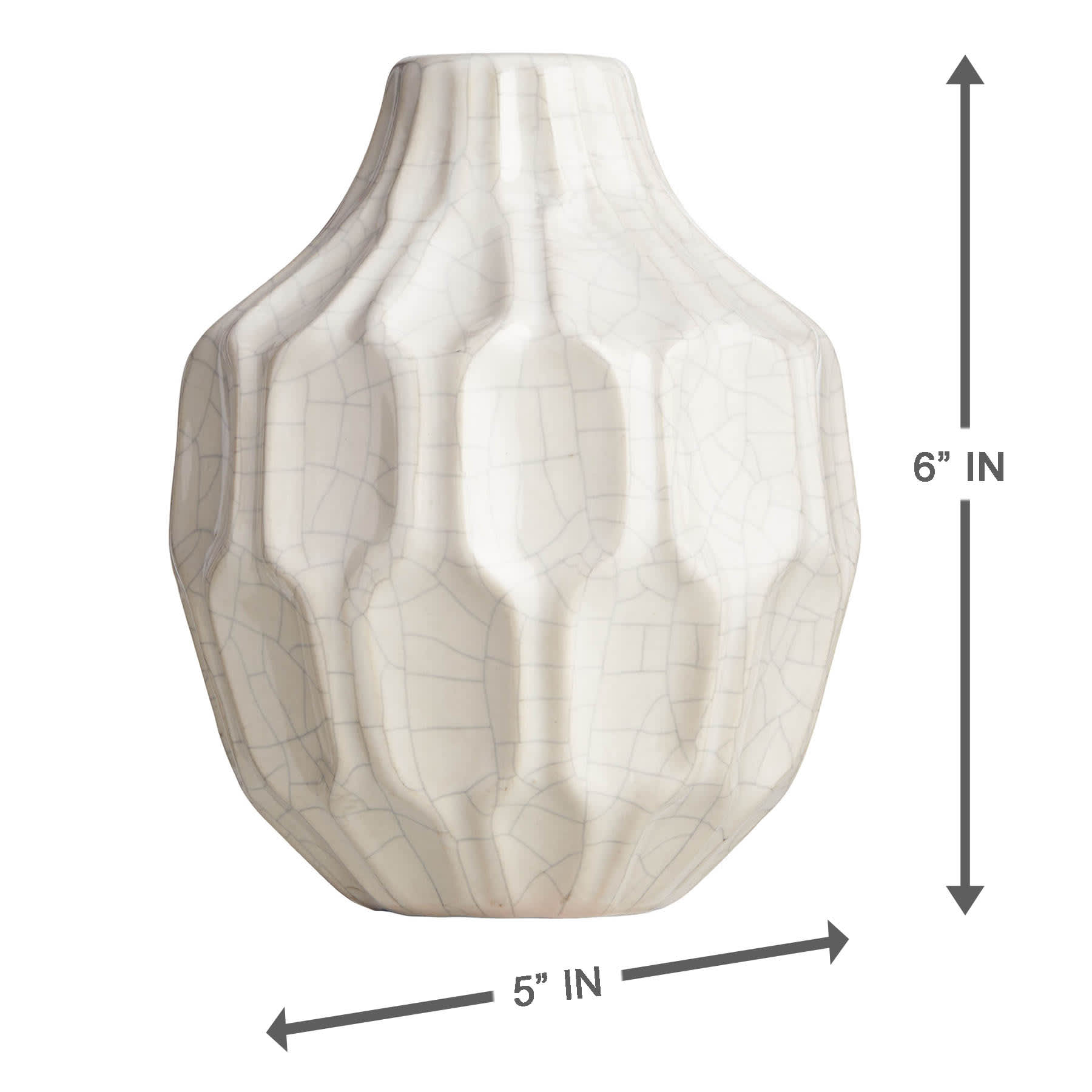 Honeybloom Katherine White Ceramic Vase, 6"