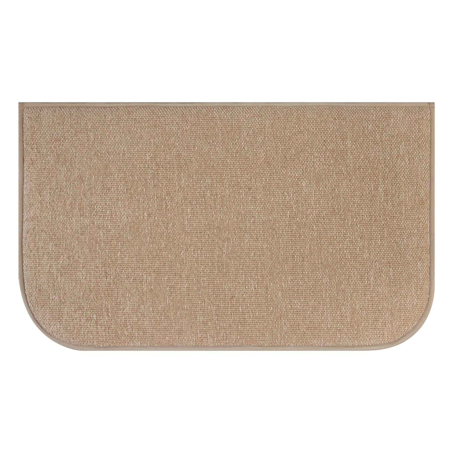 Tan Woven Chenille Washable Kitchen Mat, 20x34