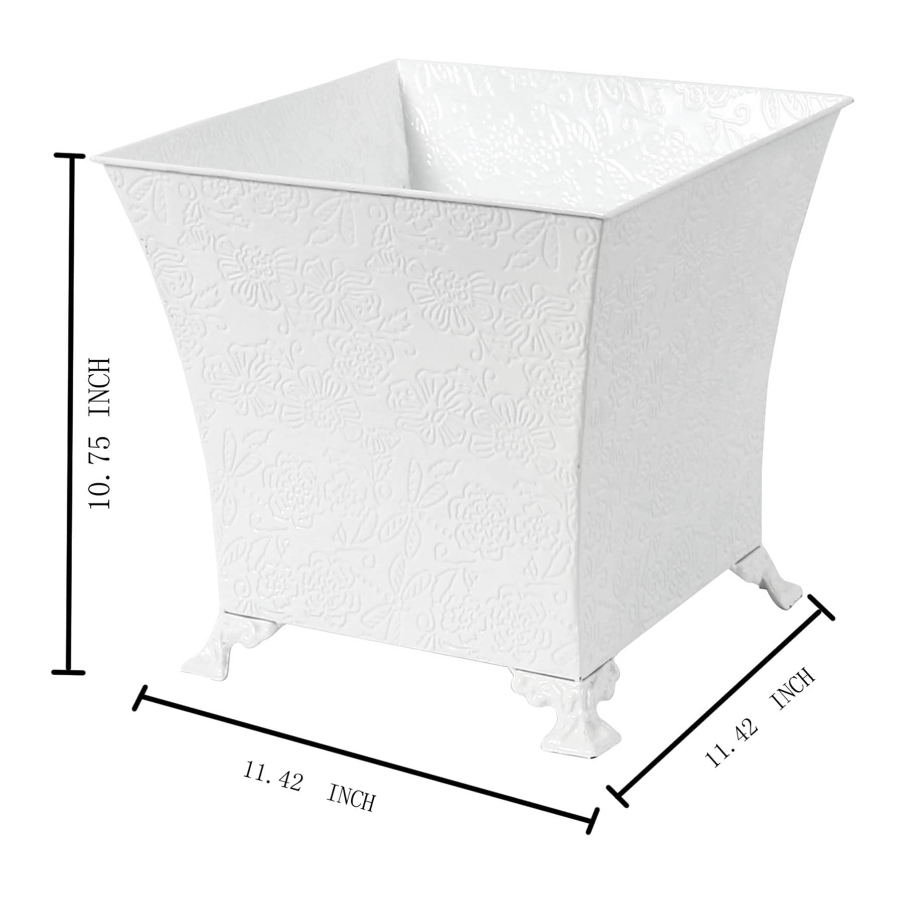 Providence White Metal Outdoor Planter, Medium