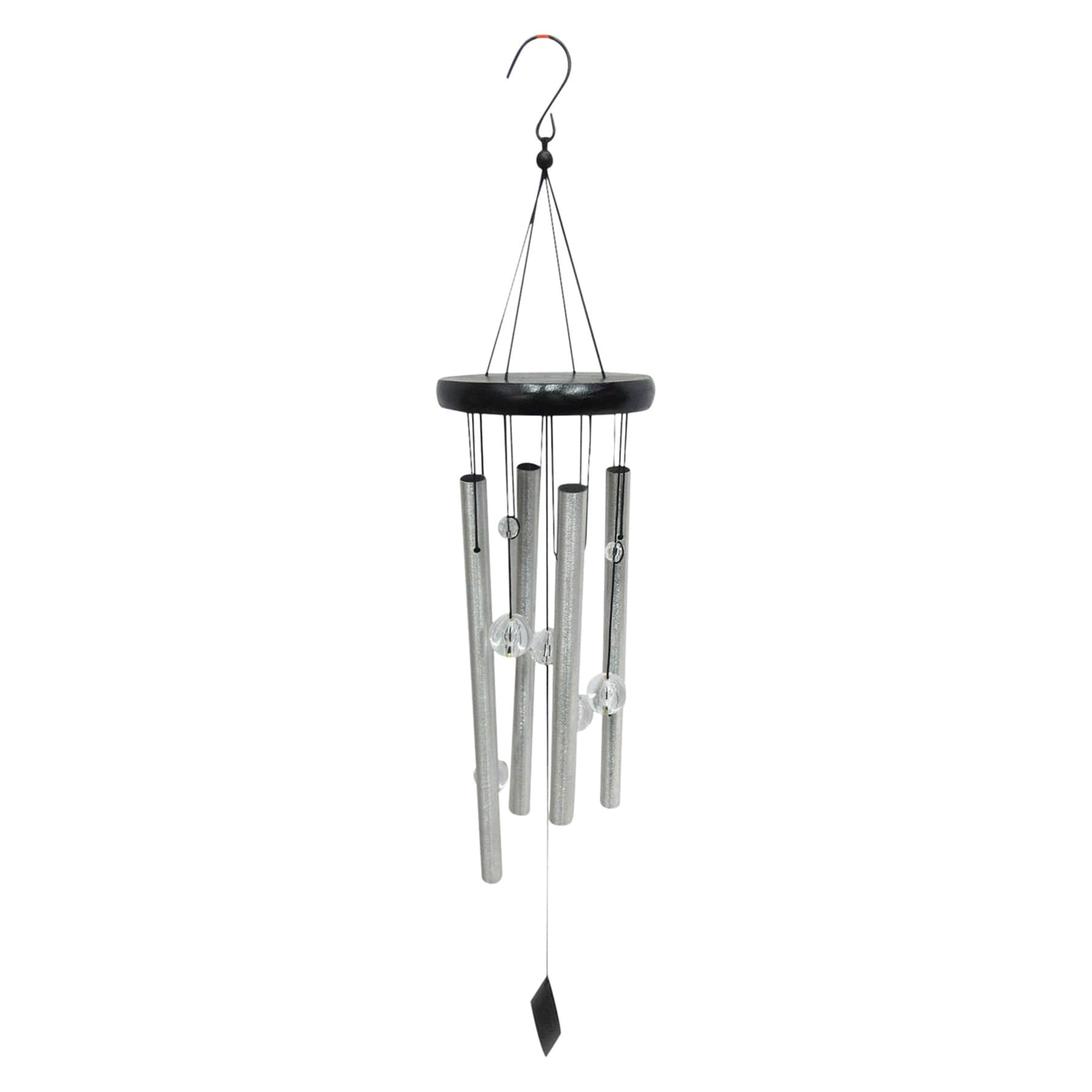 Metal & Wood White Bead Wind Chime, 25.2"