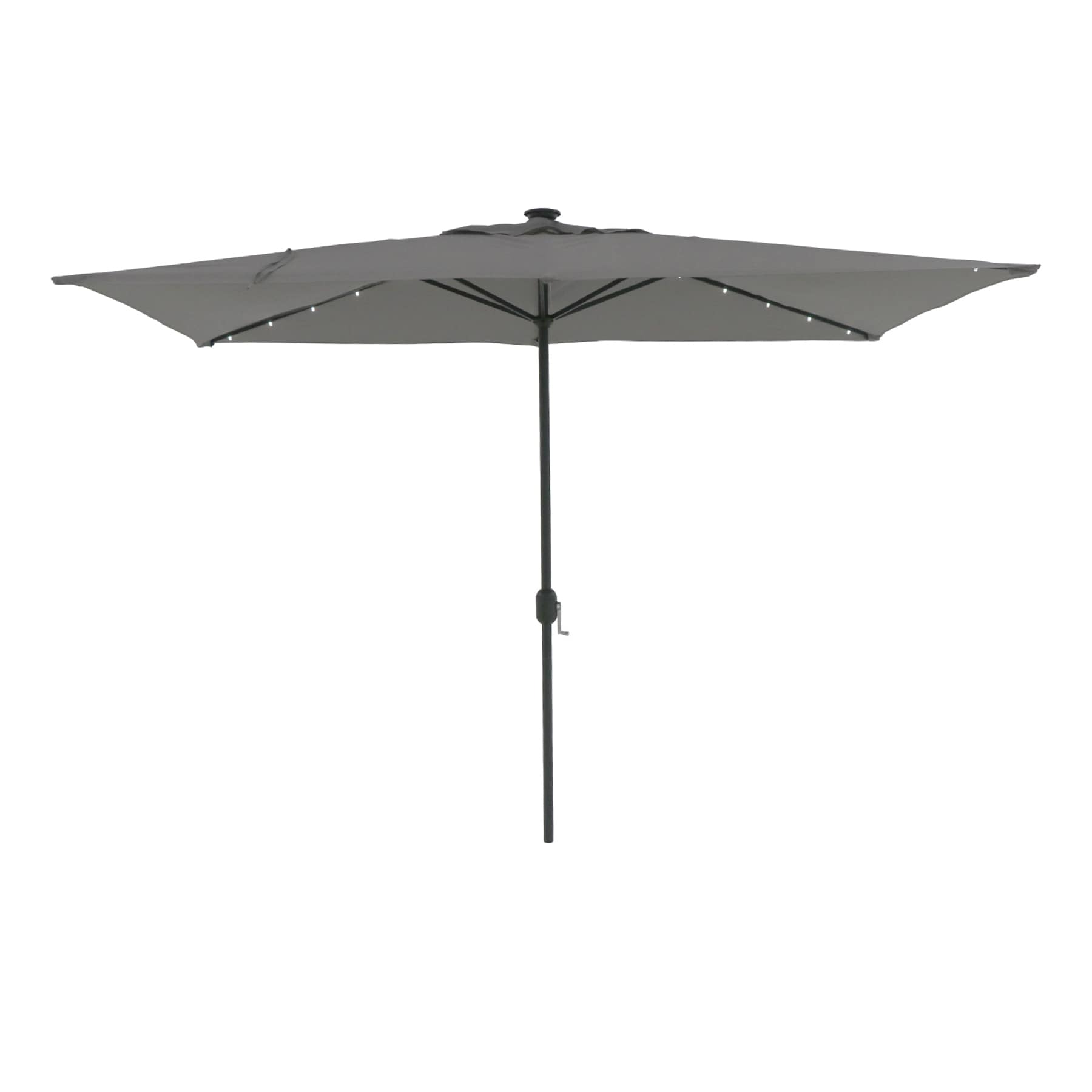 Light Grey Rectangle LED Crank Patio Umbrella, 6.5x10'