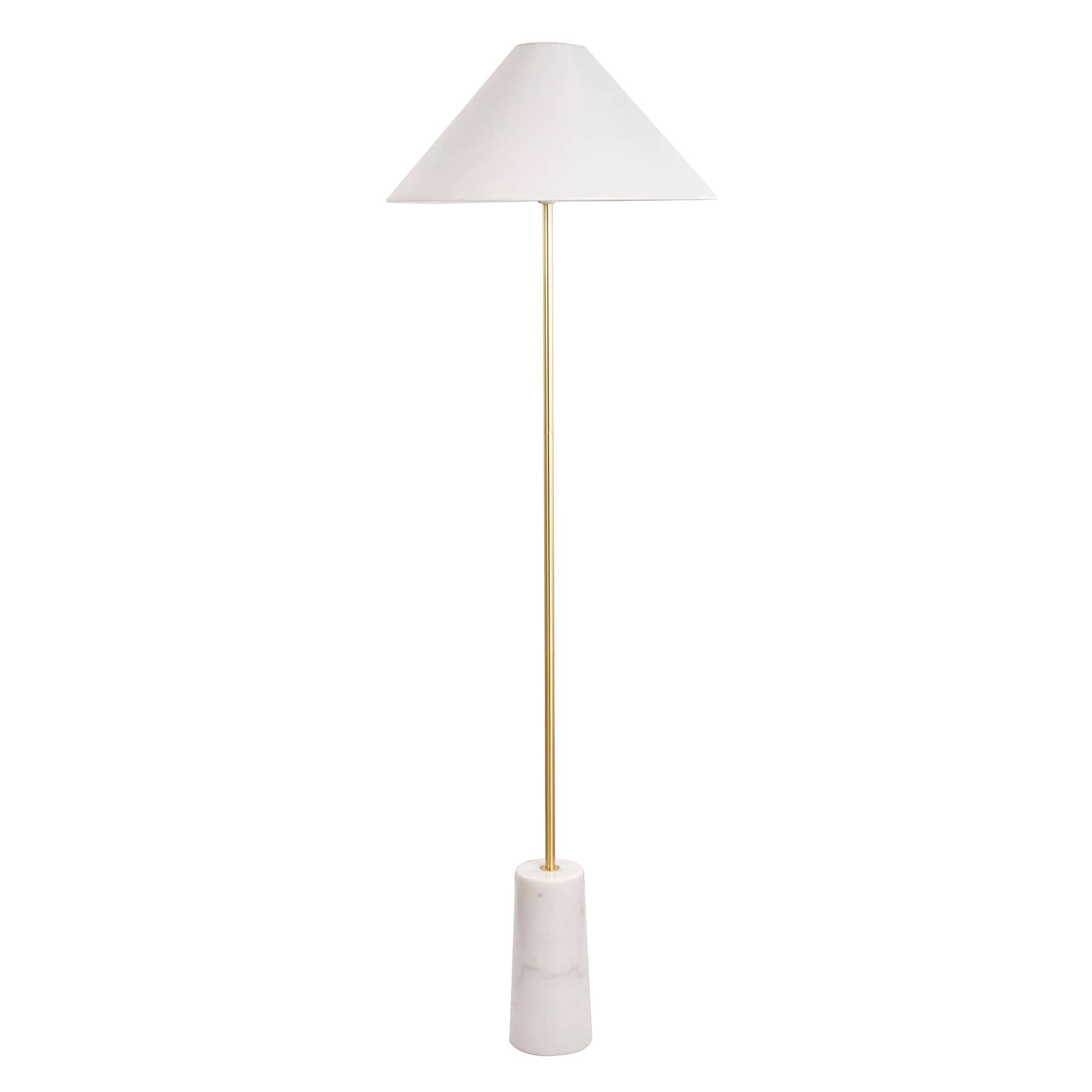 Crosby St. Brushed Brass Stick Lamp with Marble Base & White Empire Shade, 59"