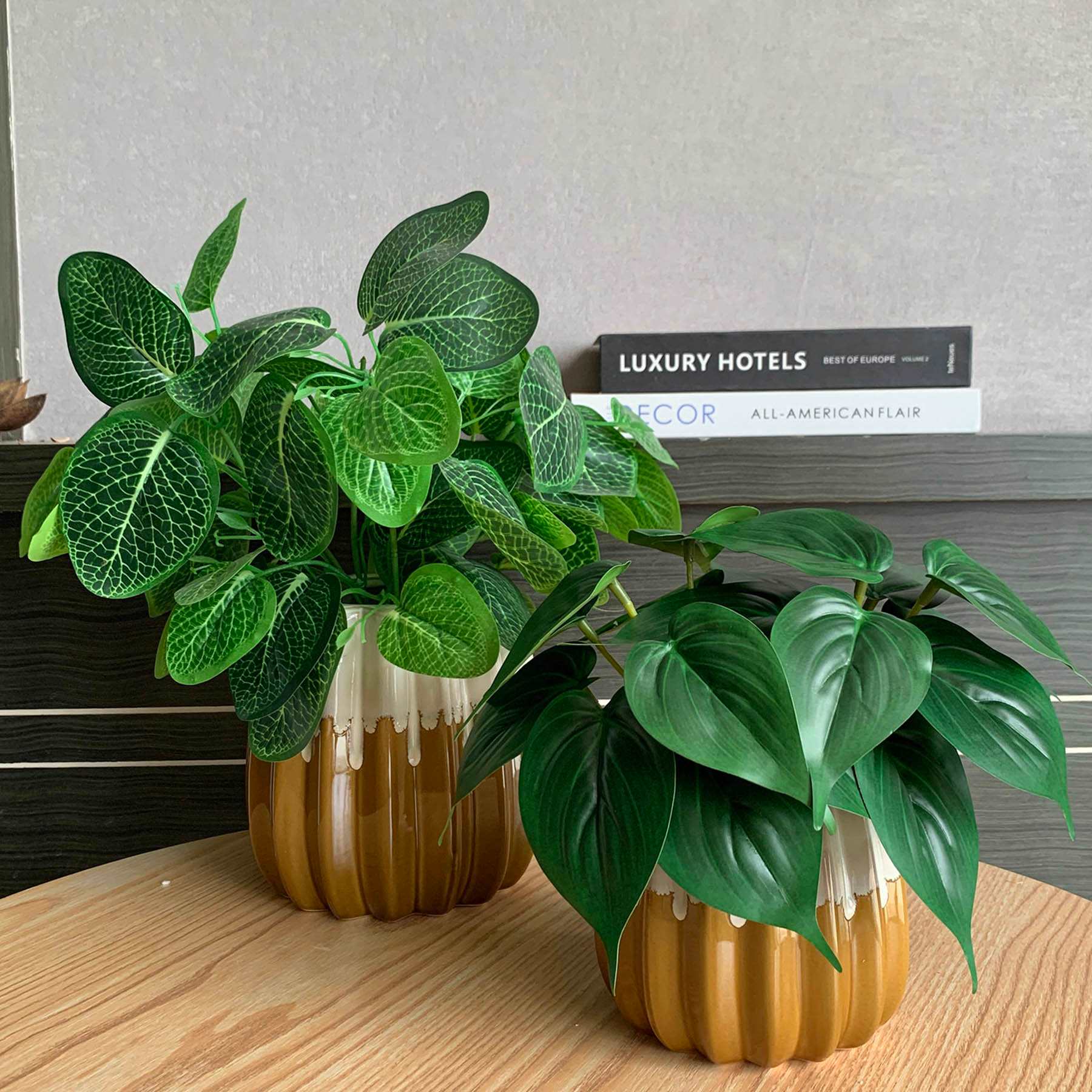 Honeybloom Indoor Ribbed Honey Glaze Planter, Small