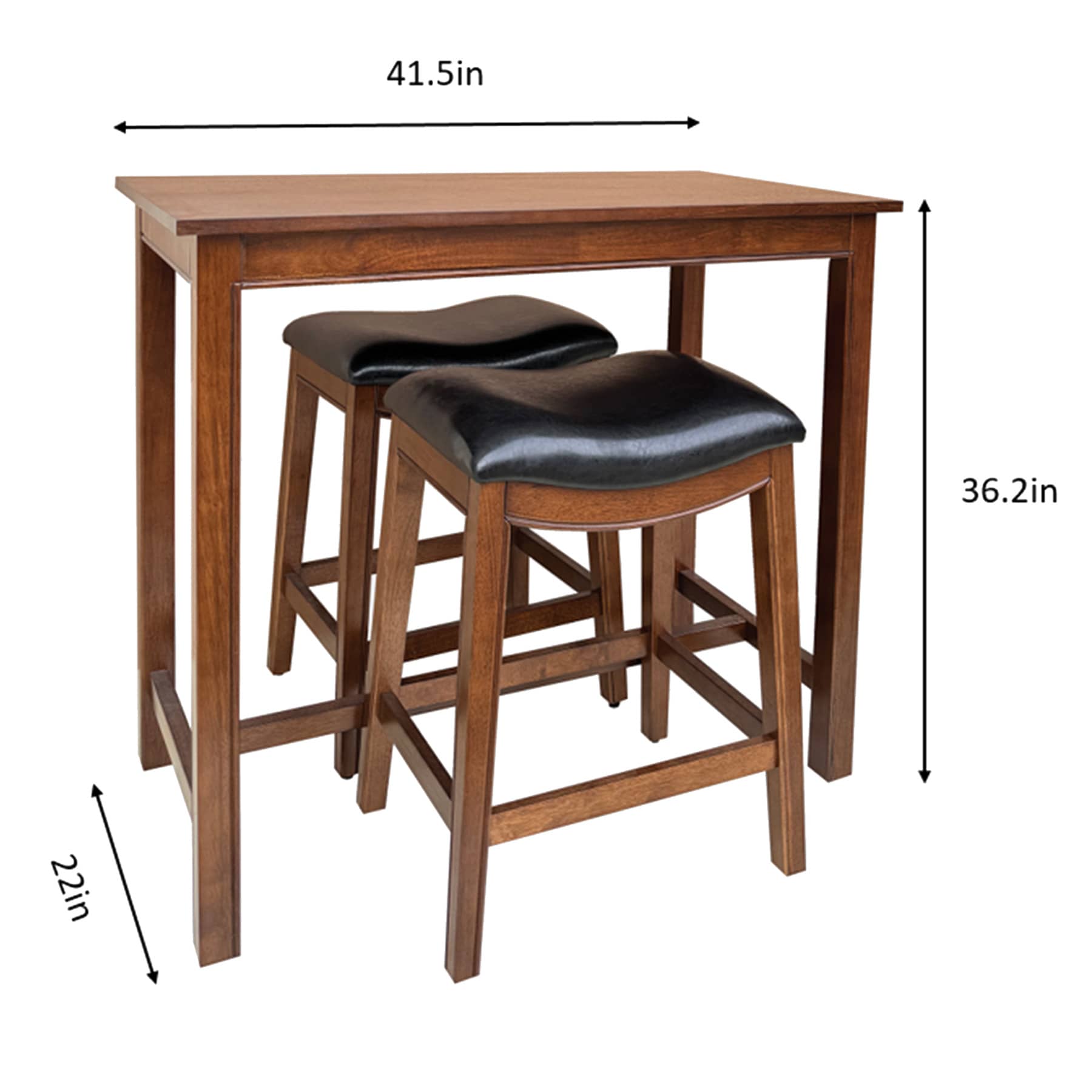 3-Piece Margot Wooden Pub Set, Walnut Finish