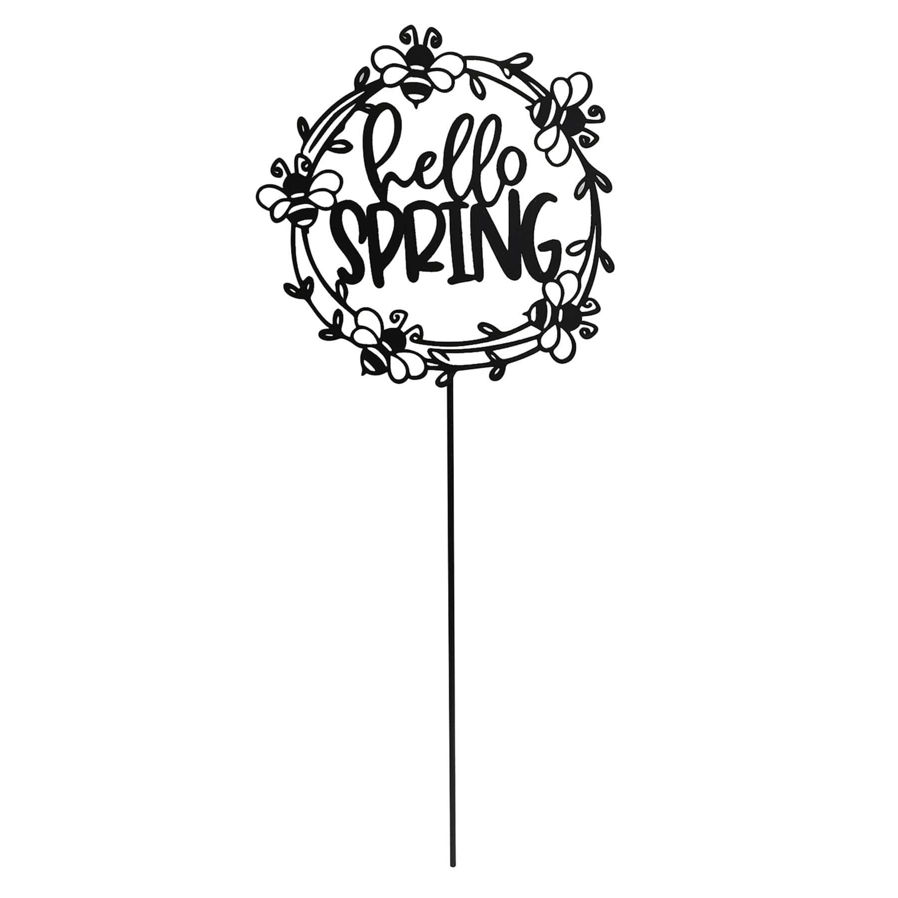 Hello Spring Black Metal Yard Pick, 18"