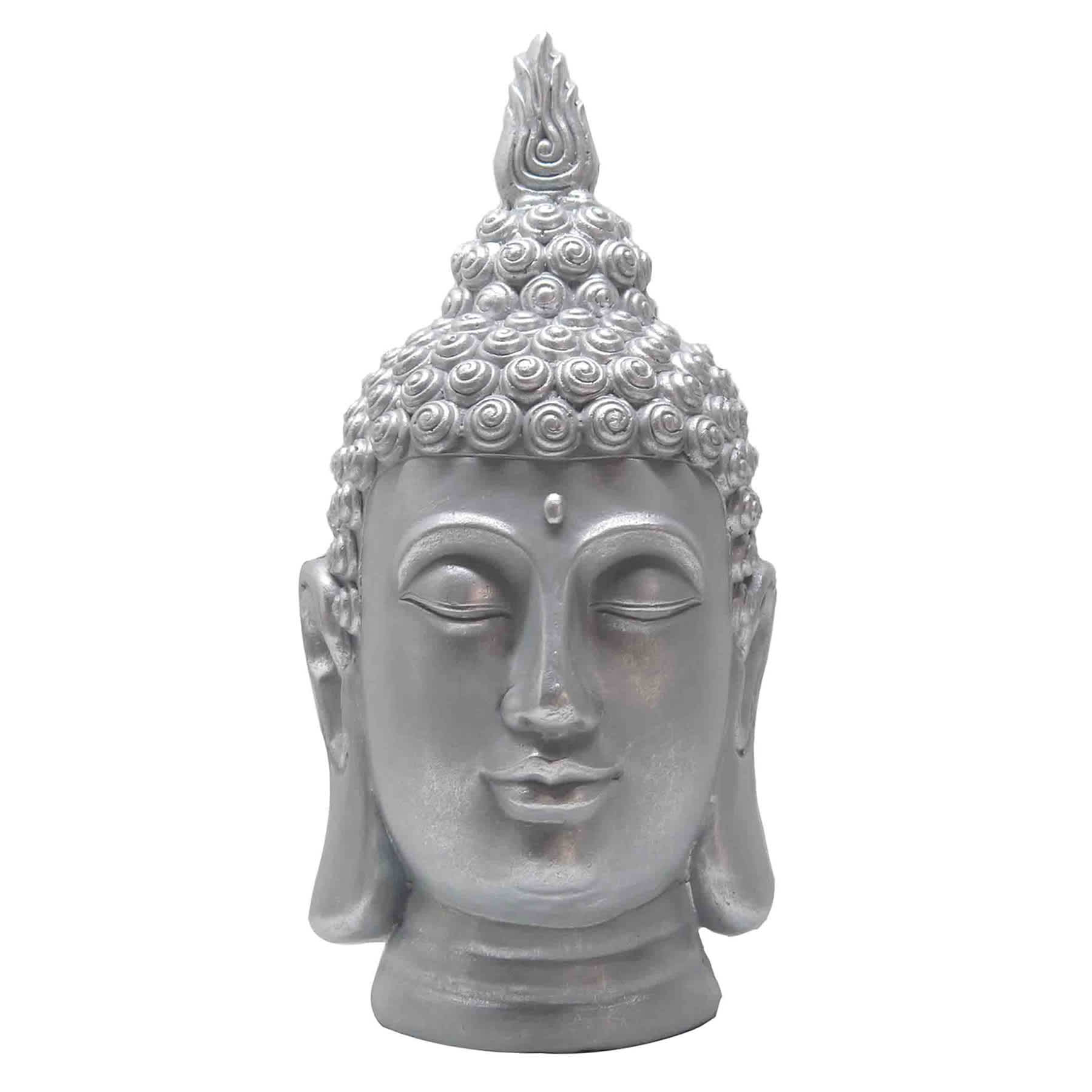 Found & Fable Silver Buddha Head, 22"