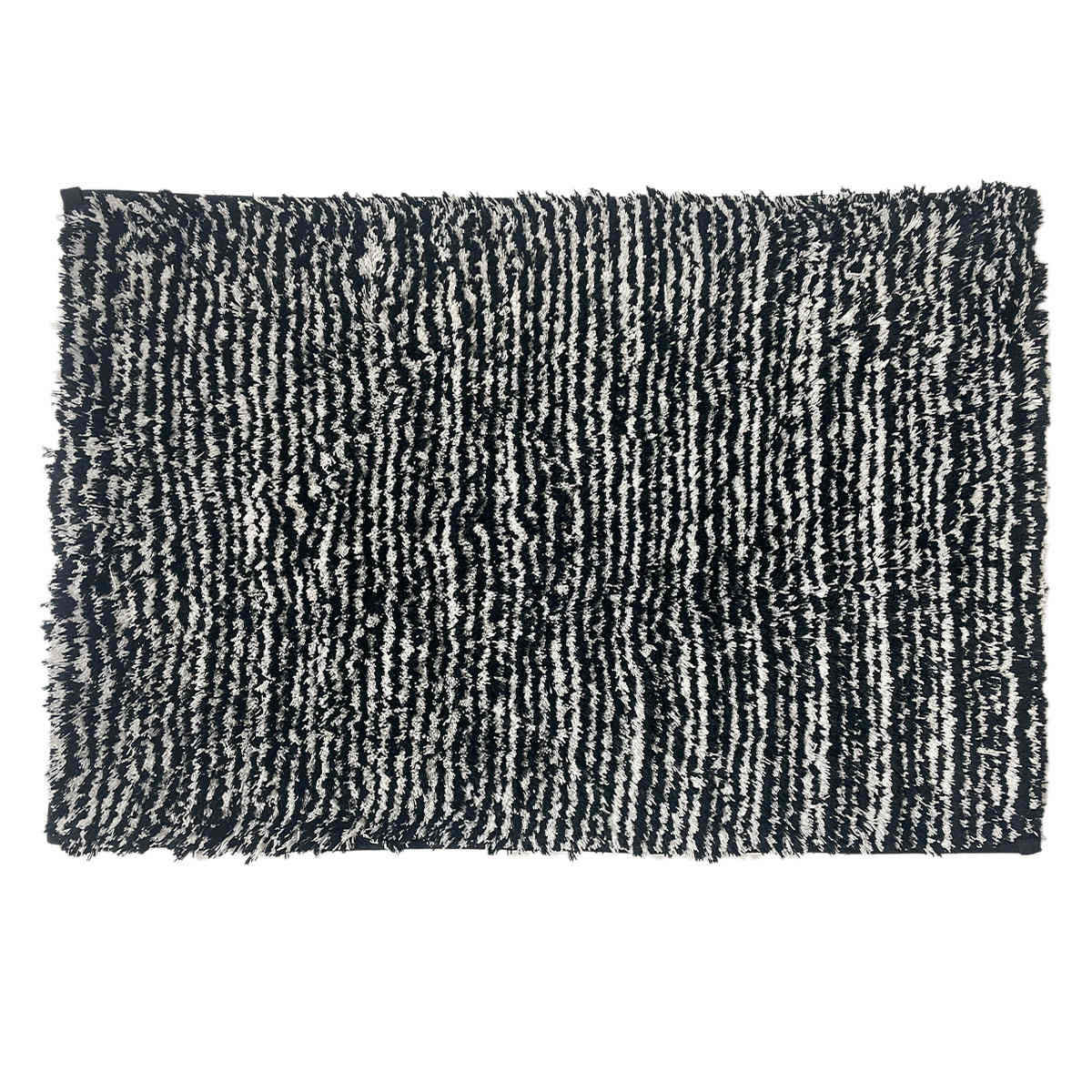 Essential Striped Black Bath Rug, 17x24