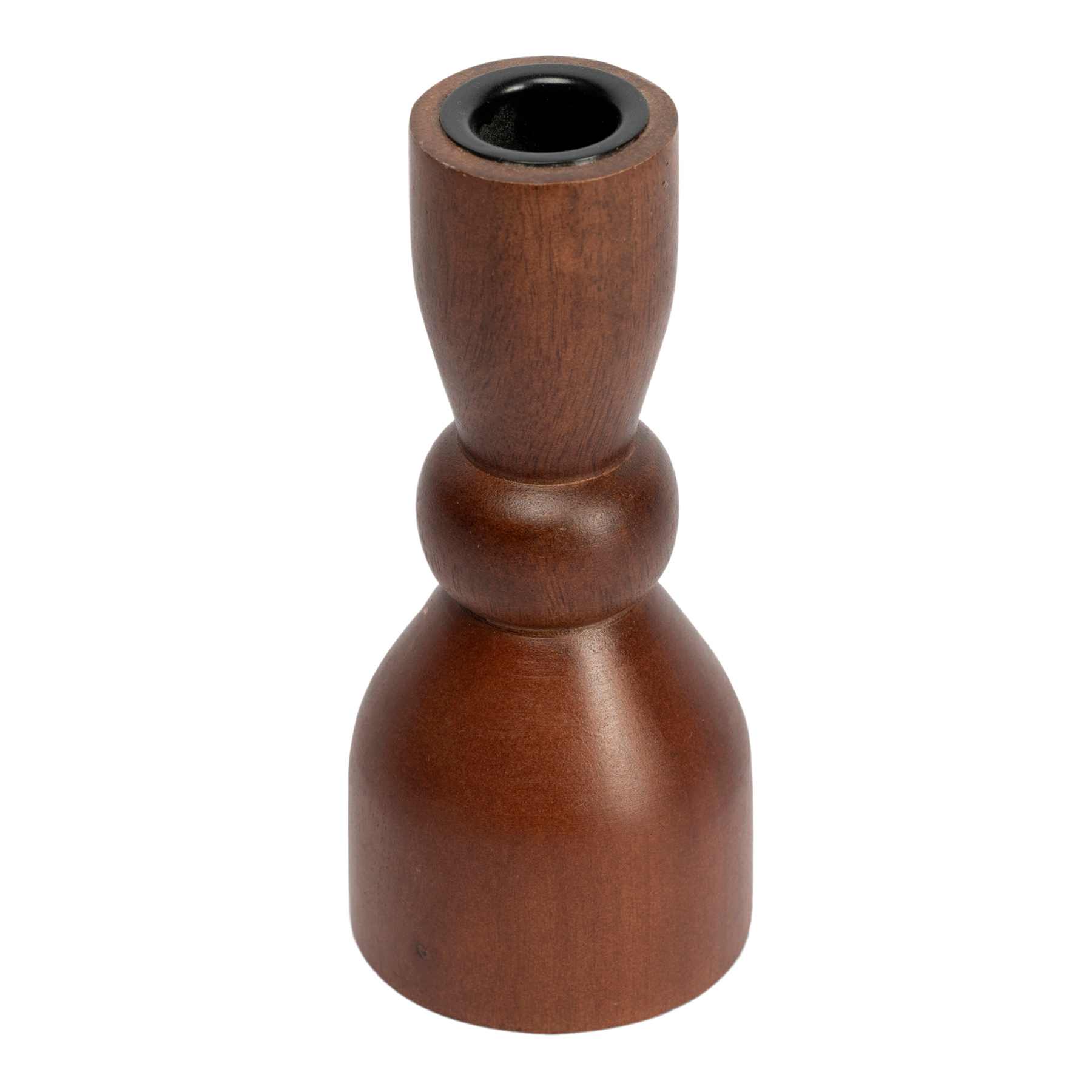 Walnut Wooden Taper Candle Holder, 5"