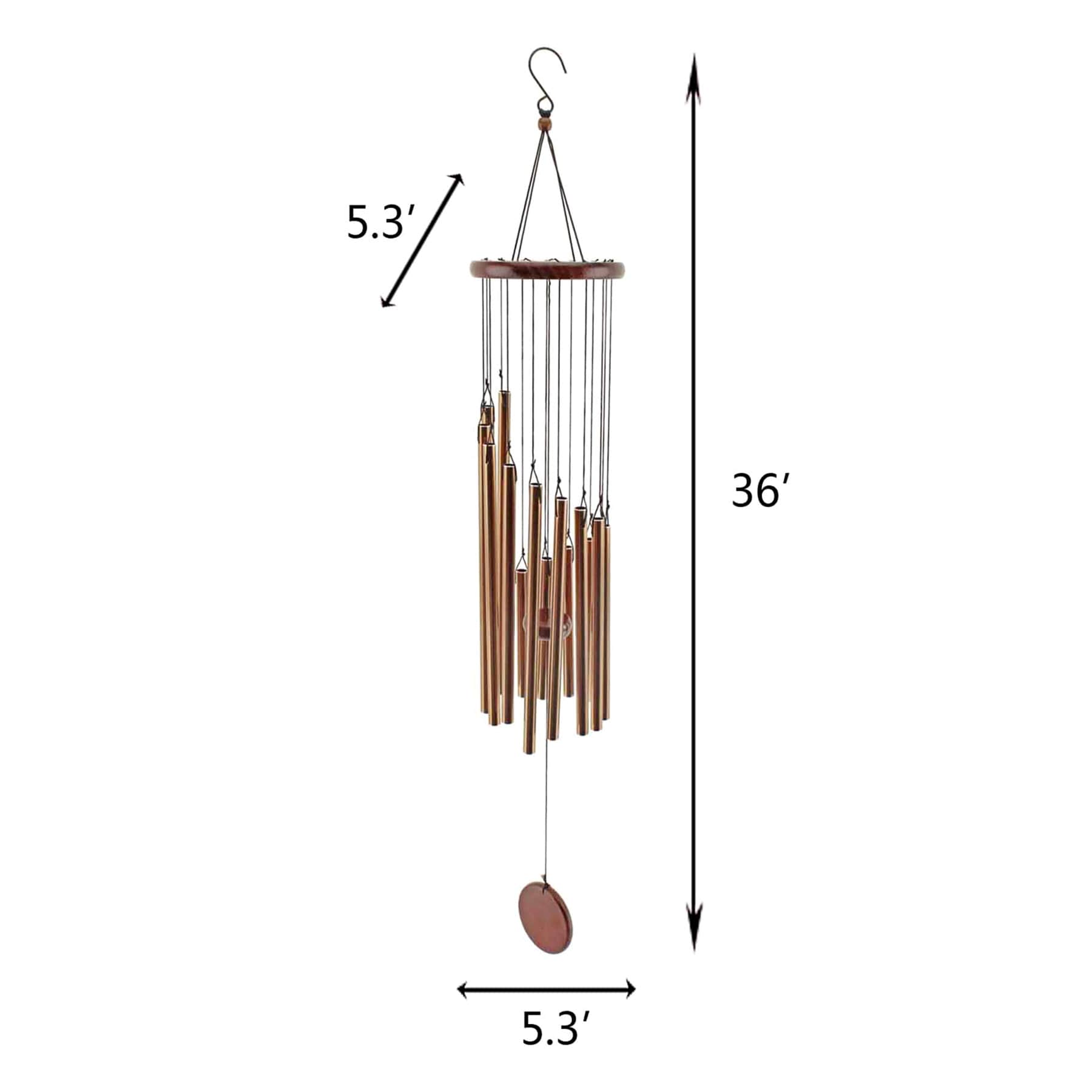 Wood Top Classic Wind Chime, 36"
