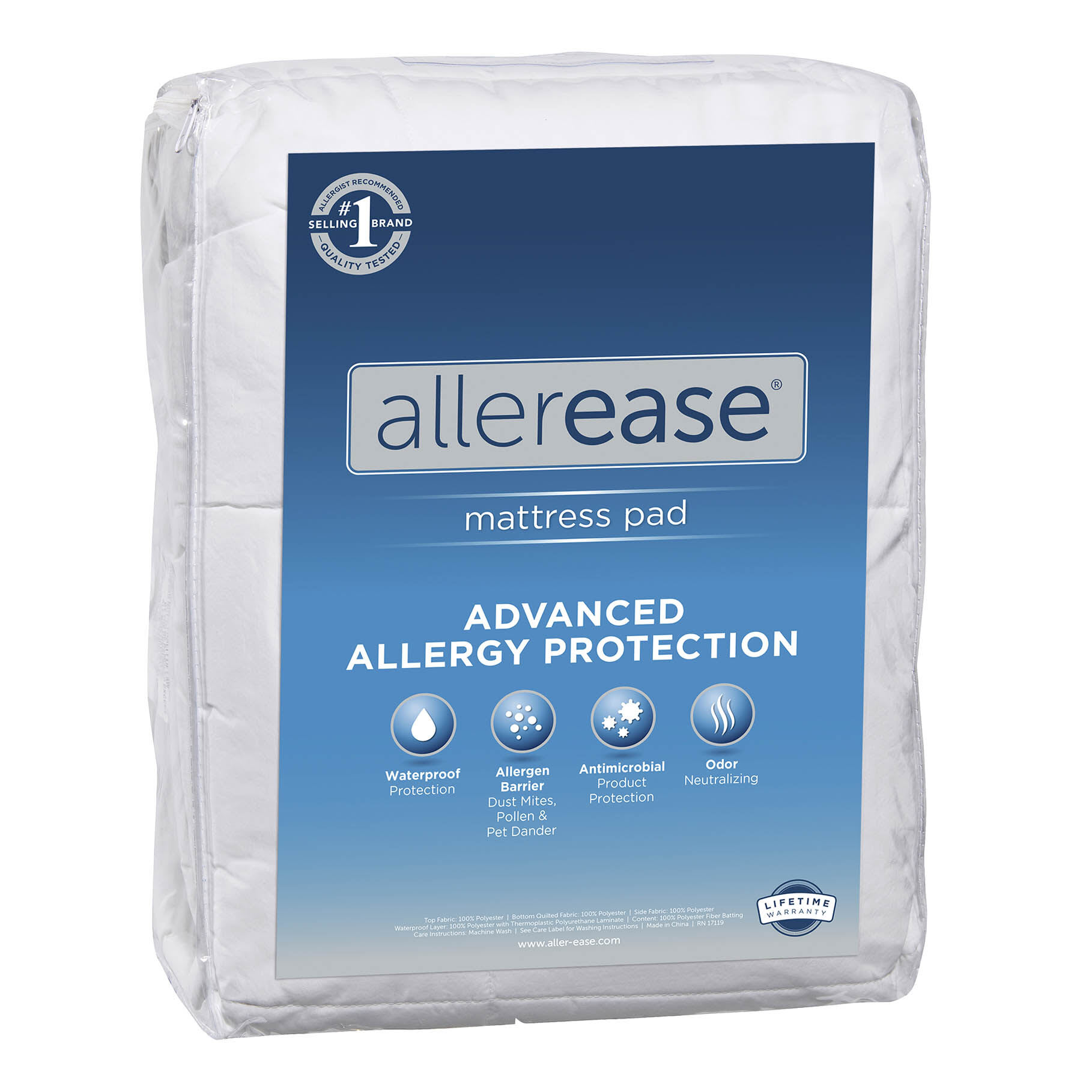 Allerease Advance Allergy Protection Mattress Pad, Queen