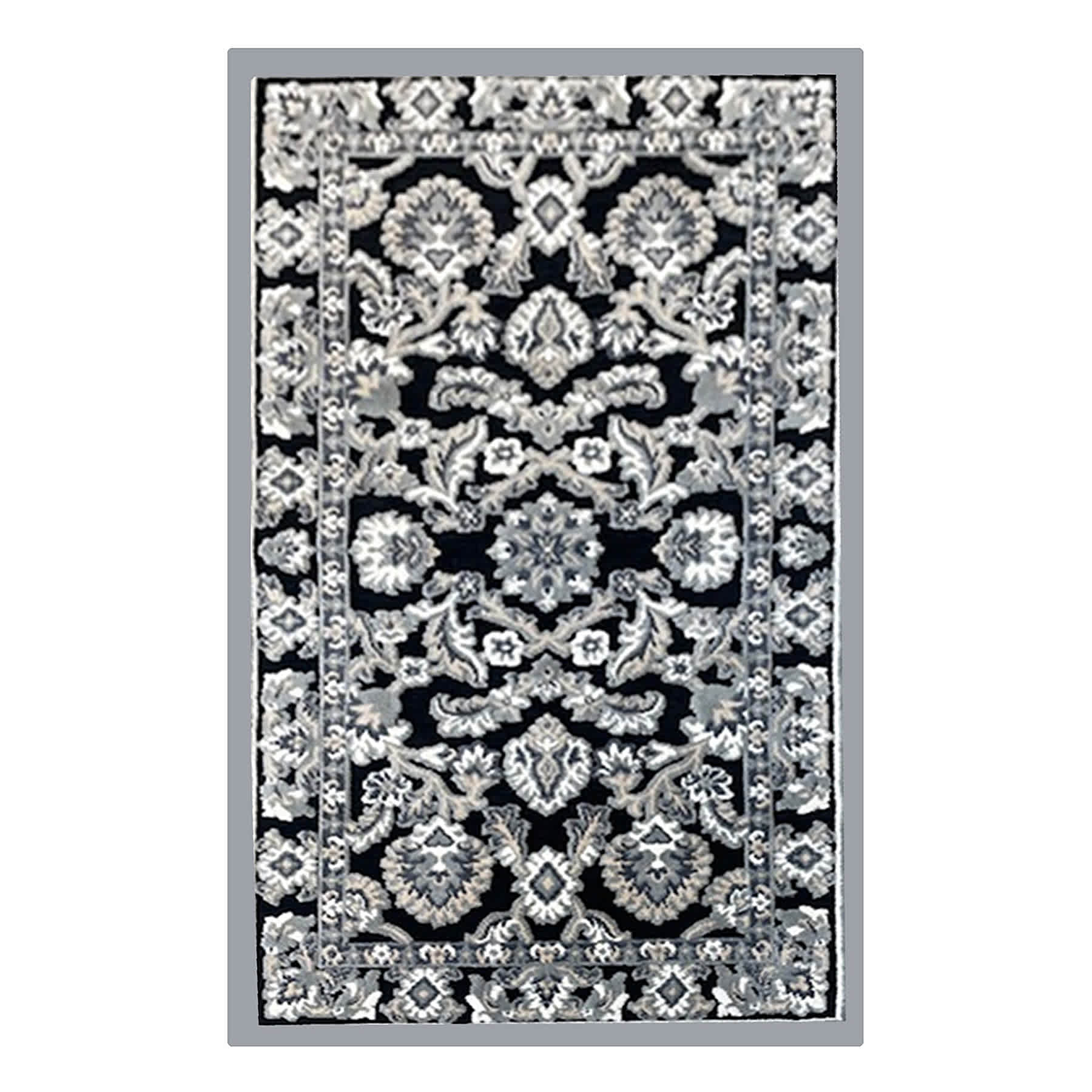 Arrington Black & Grey Traditional Border Washable Accent Rug, 20x32