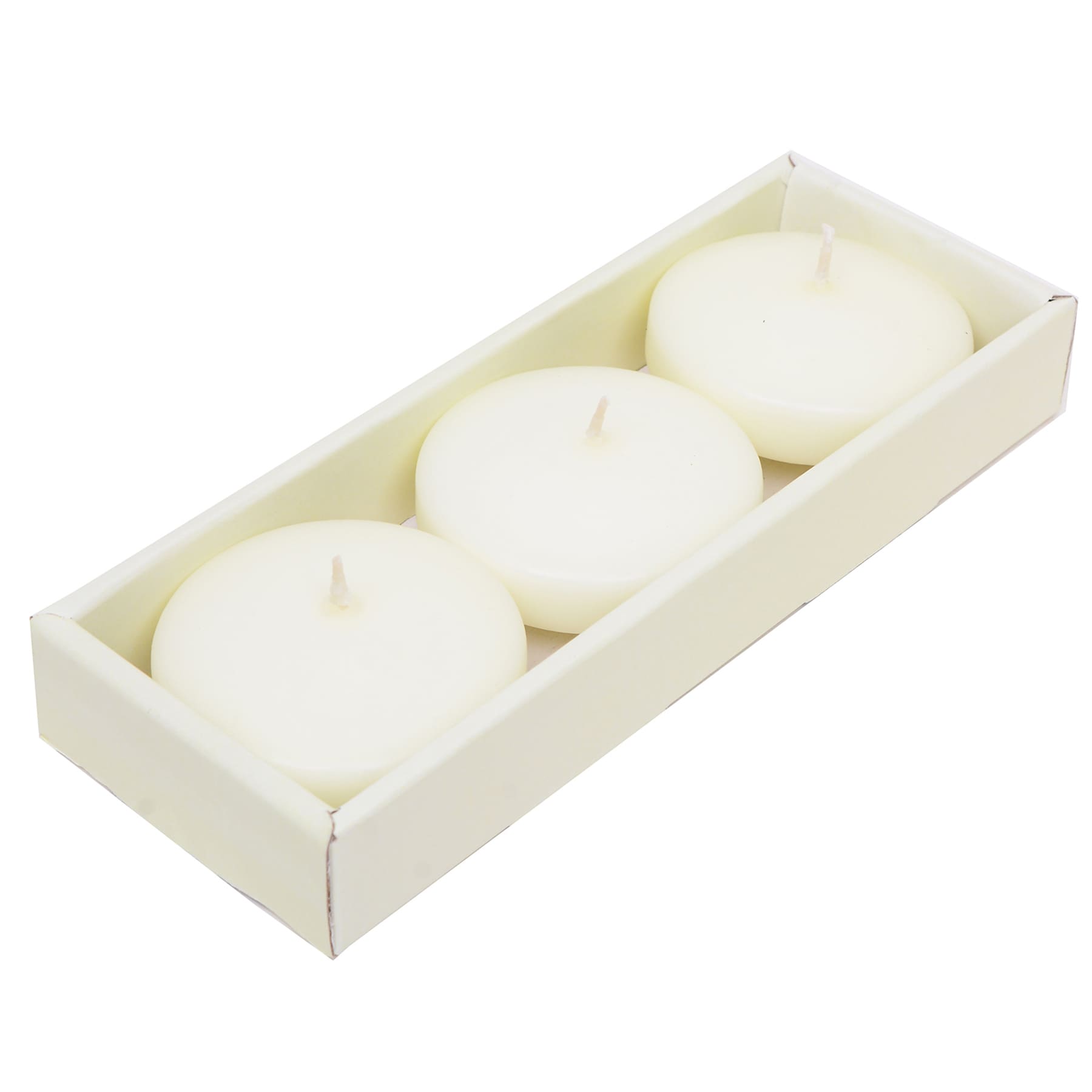 3-Pack Unscented Floating Overdip Candles, Ivory