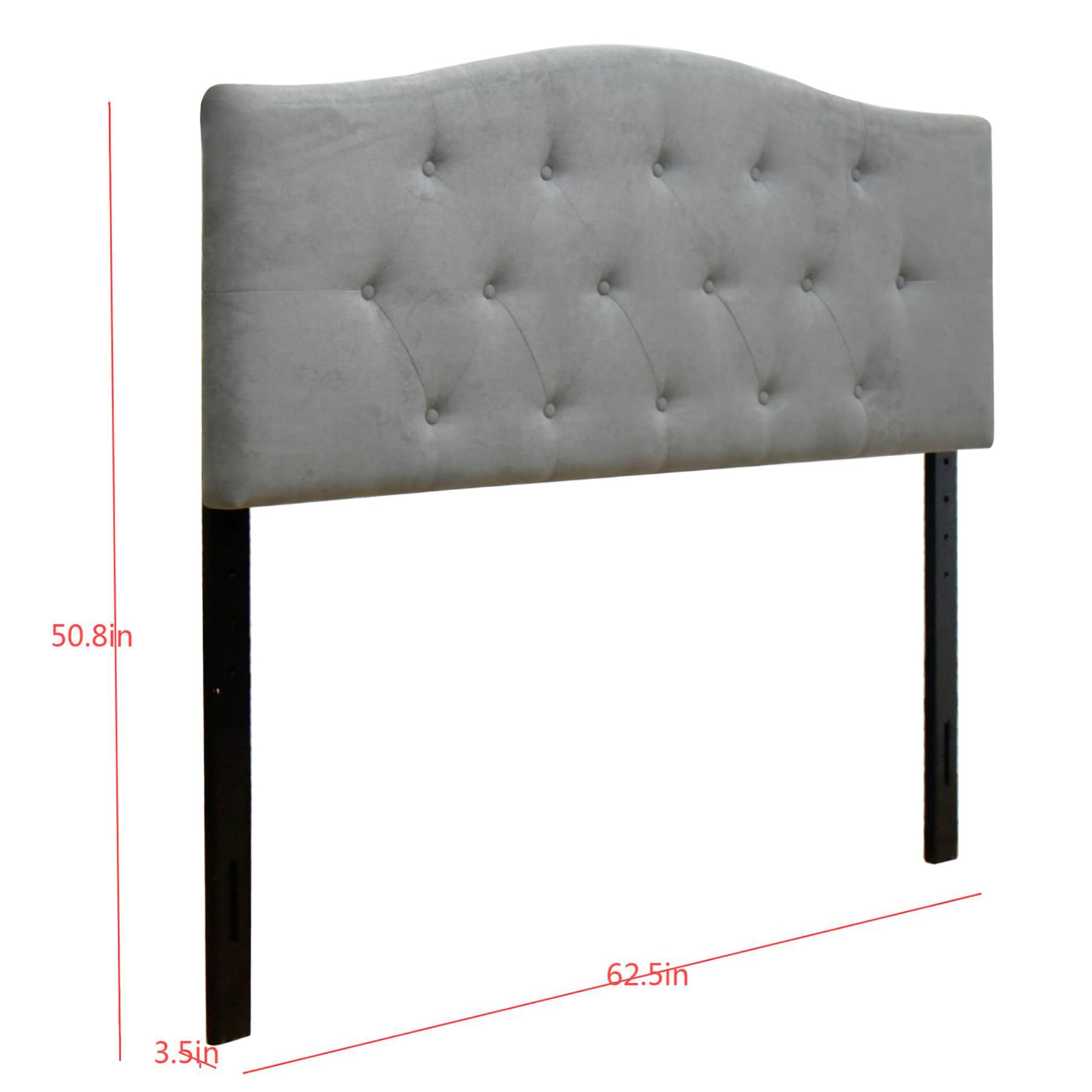 Honeybloom Kane Grey Tufted Headboard, Queen