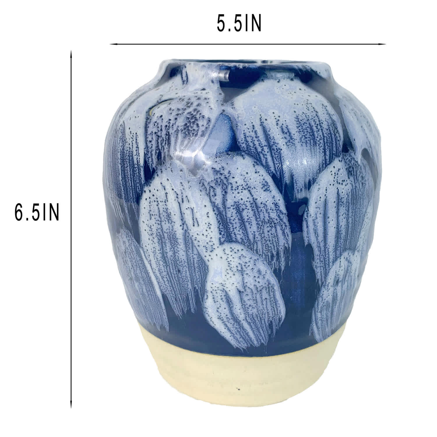 Ty Pennington Blue Splash Ceramic Vase, 6.5"