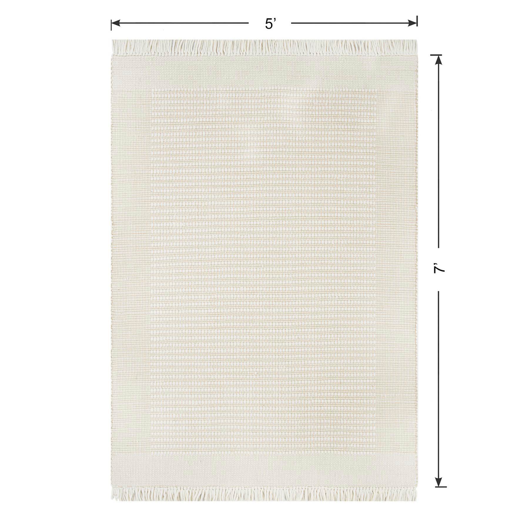 (B818) Honeybloom Newton Ivory Flatweave Area Rug, 5x7