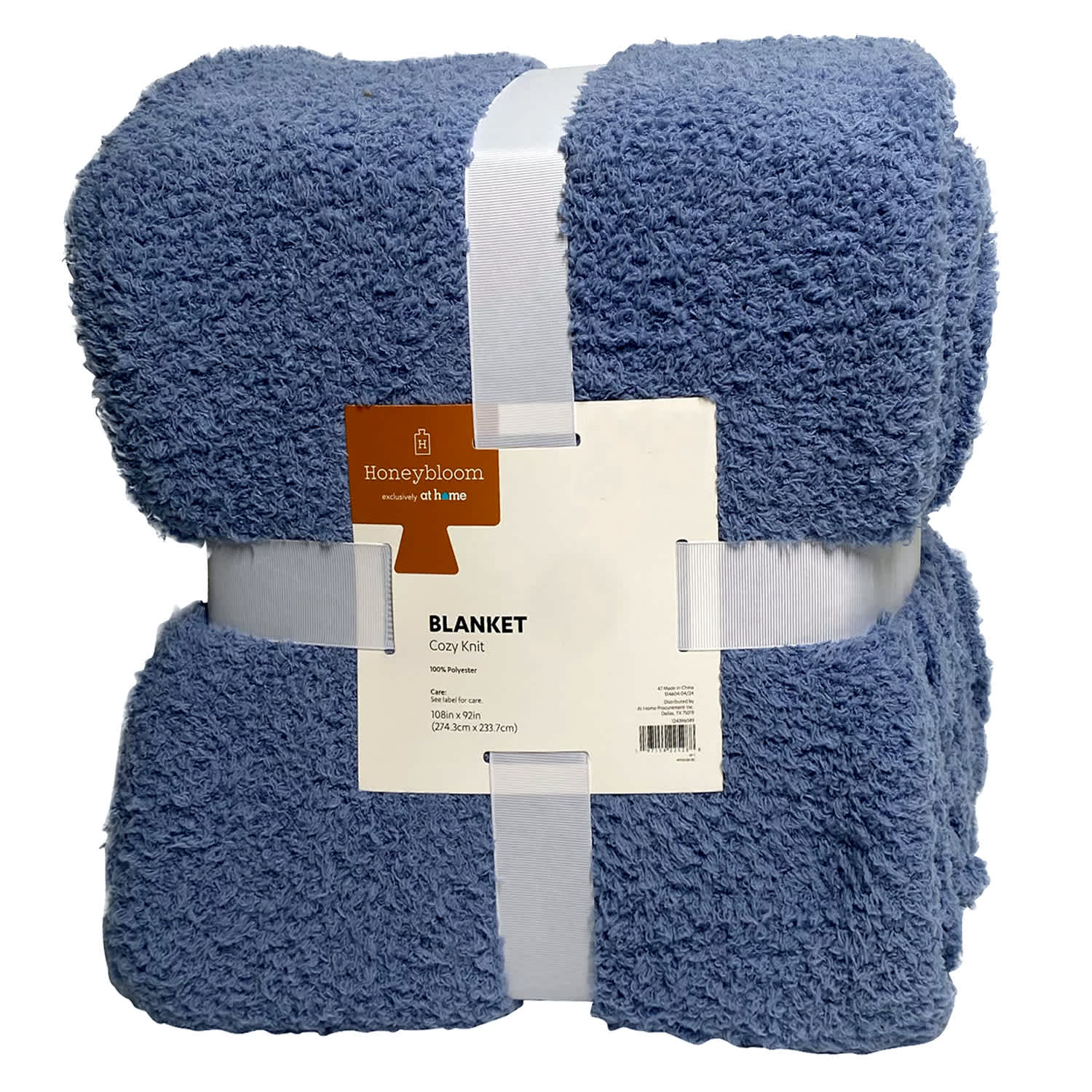 Honeybloom Blue Cozy Knit Bed Blanket, King