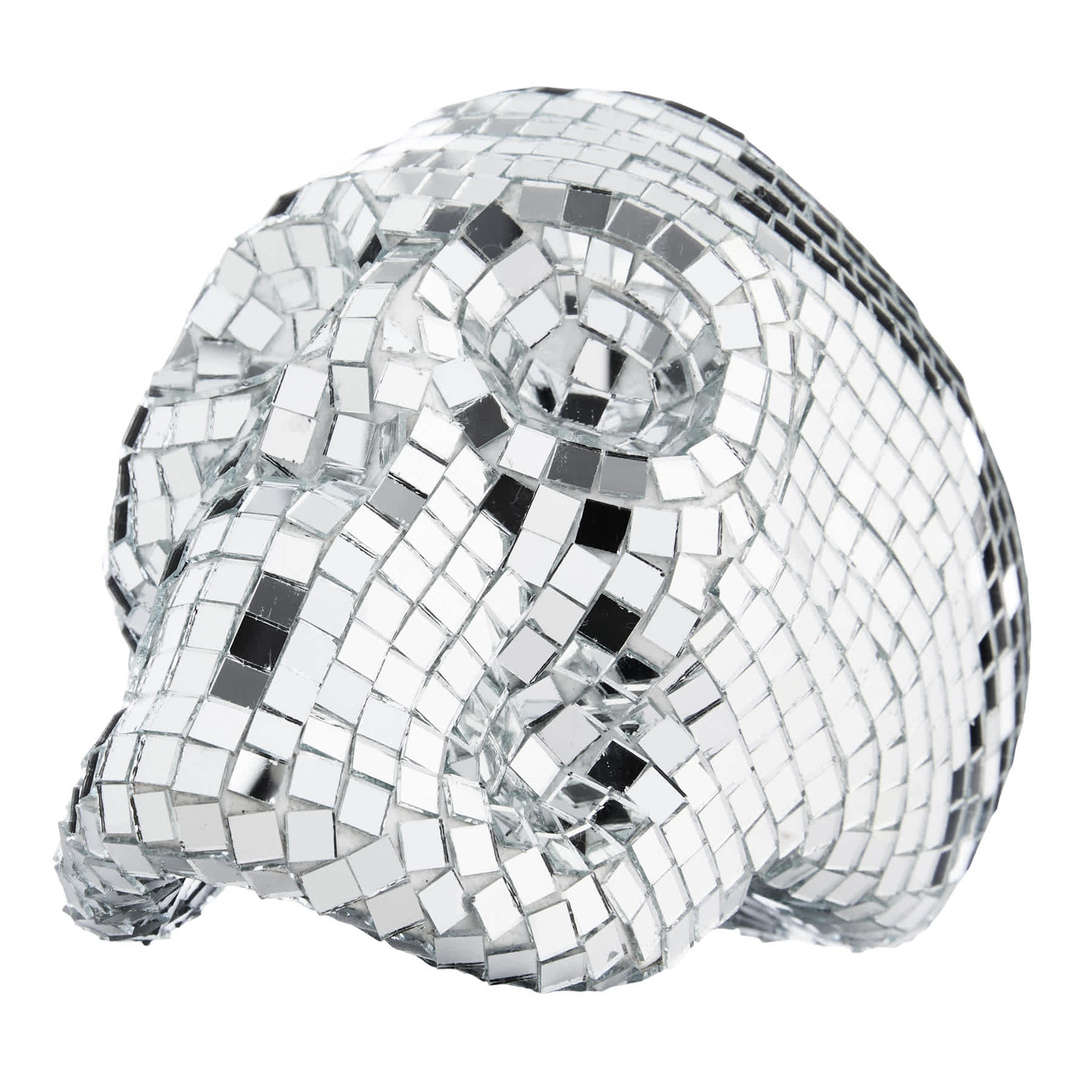 Hey Boo! Silver Mirror Tiled Skull, 7"