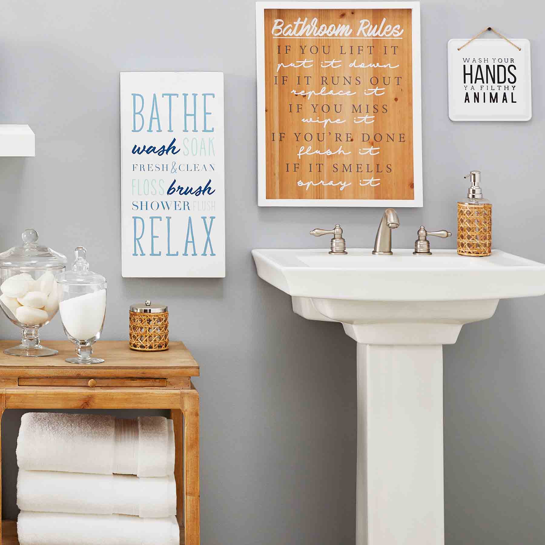 Wash Your Hands Ya Filthy Animal Metal Hanging Wall Sign, 8"