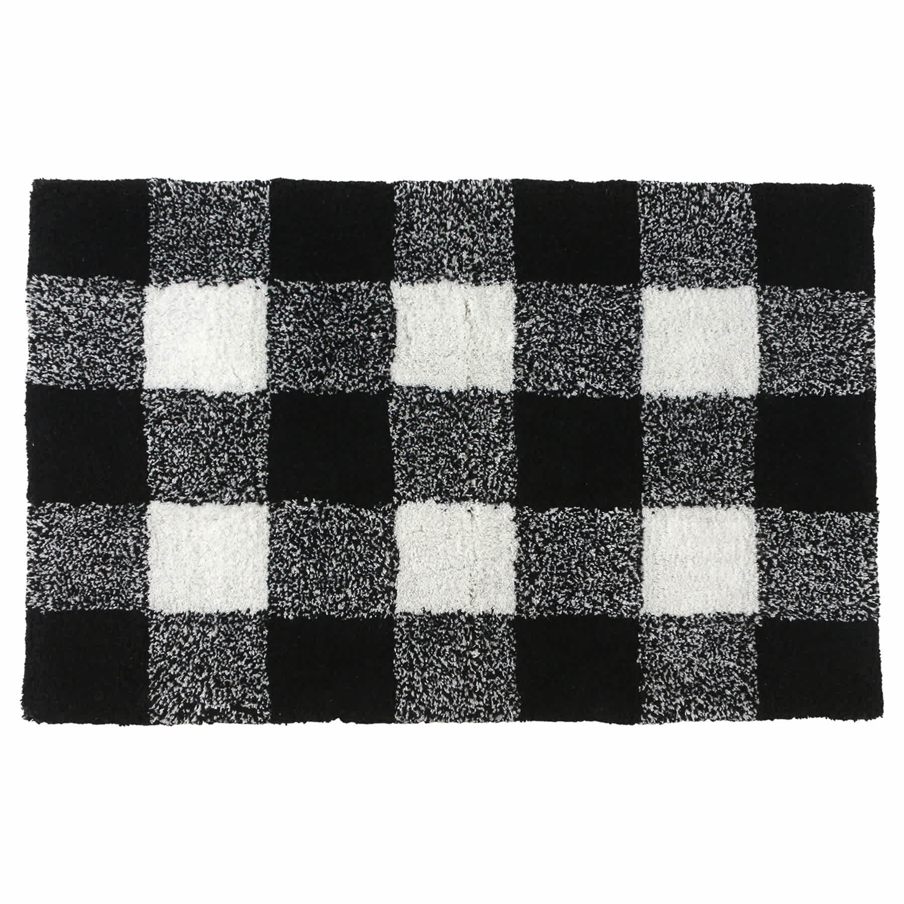Black Buffalo Check Tufted Cotton Bath Rug, 20x30