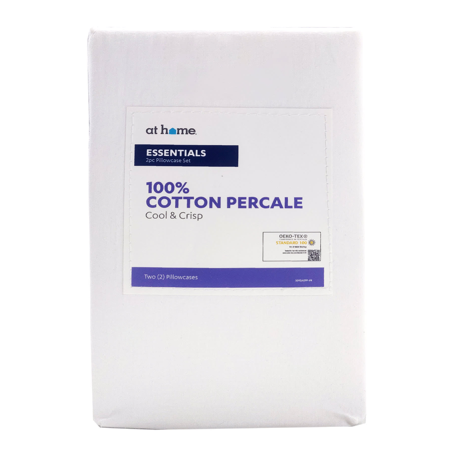 2-Piece White 200 Thread Count Cotton Essentials Pillowcase Set, Standard