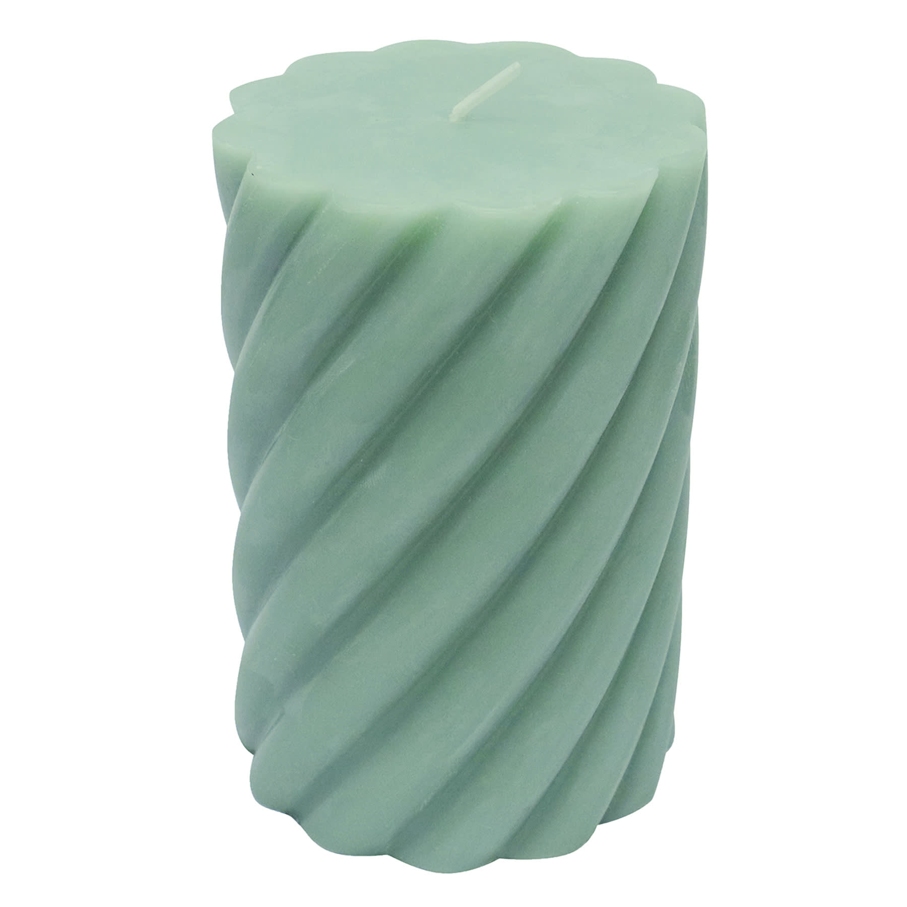 Willow Crossley Green Unscented Twisted Pillar Candle, 3x4