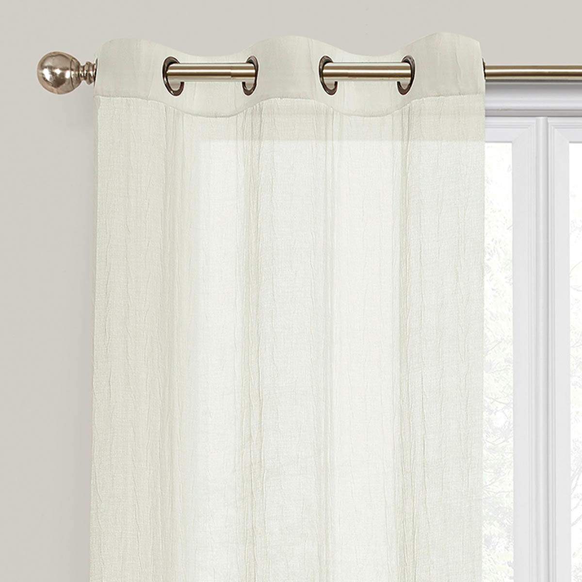 2-Pack Ivory Crushed Sheer Grommet Curtain Panels, 84"