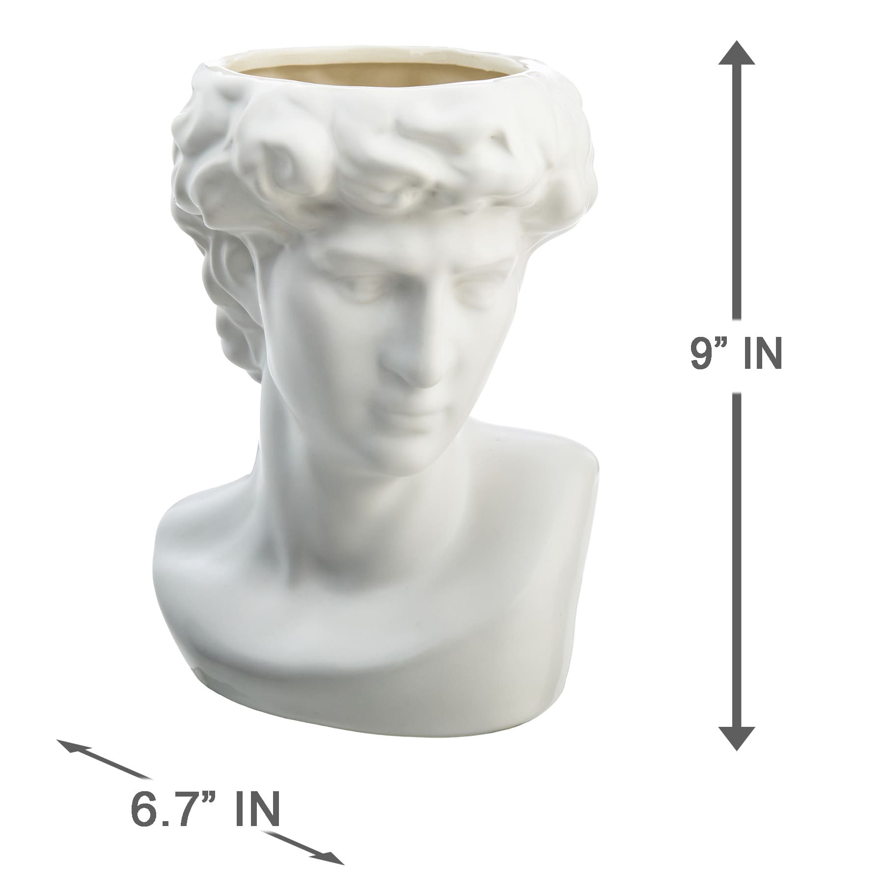 White Ceramic Face Vase, 9"