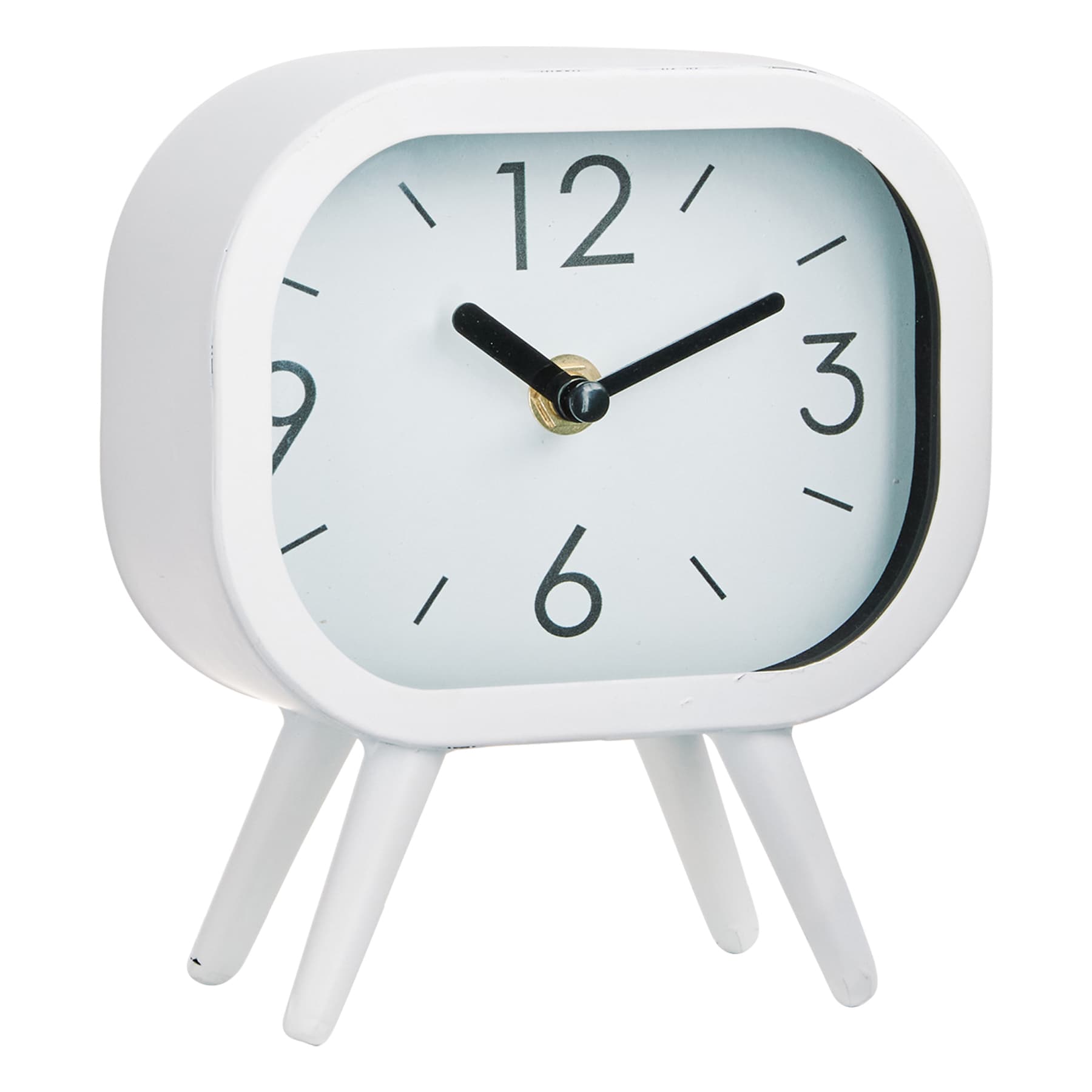 White Metal Table Clock, 5x3