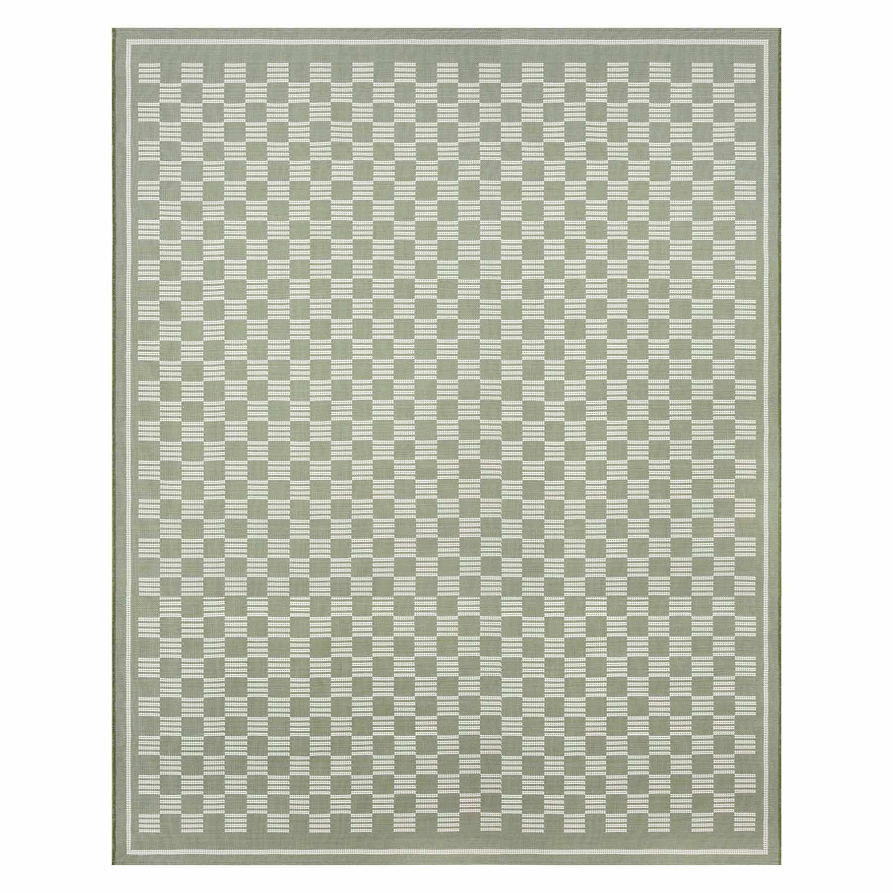 (E536) Honeybloom Green Checkerboard Area Rug, 8x10