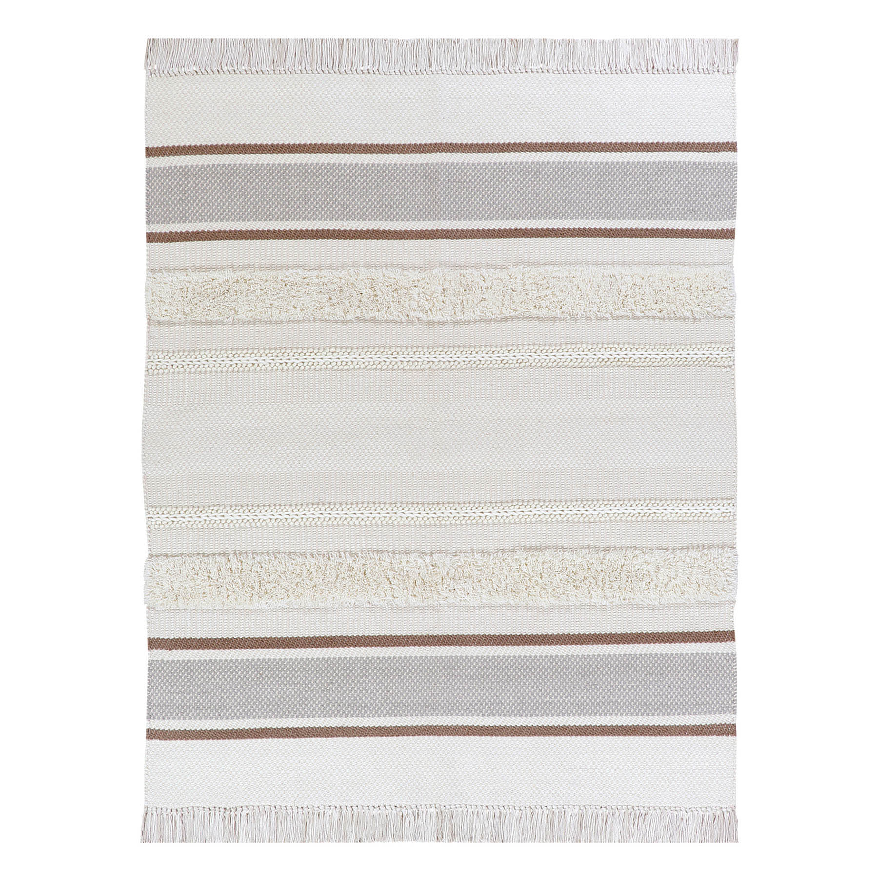 (B801) Honeybloom Ivory Striped Area Rug, 8x10