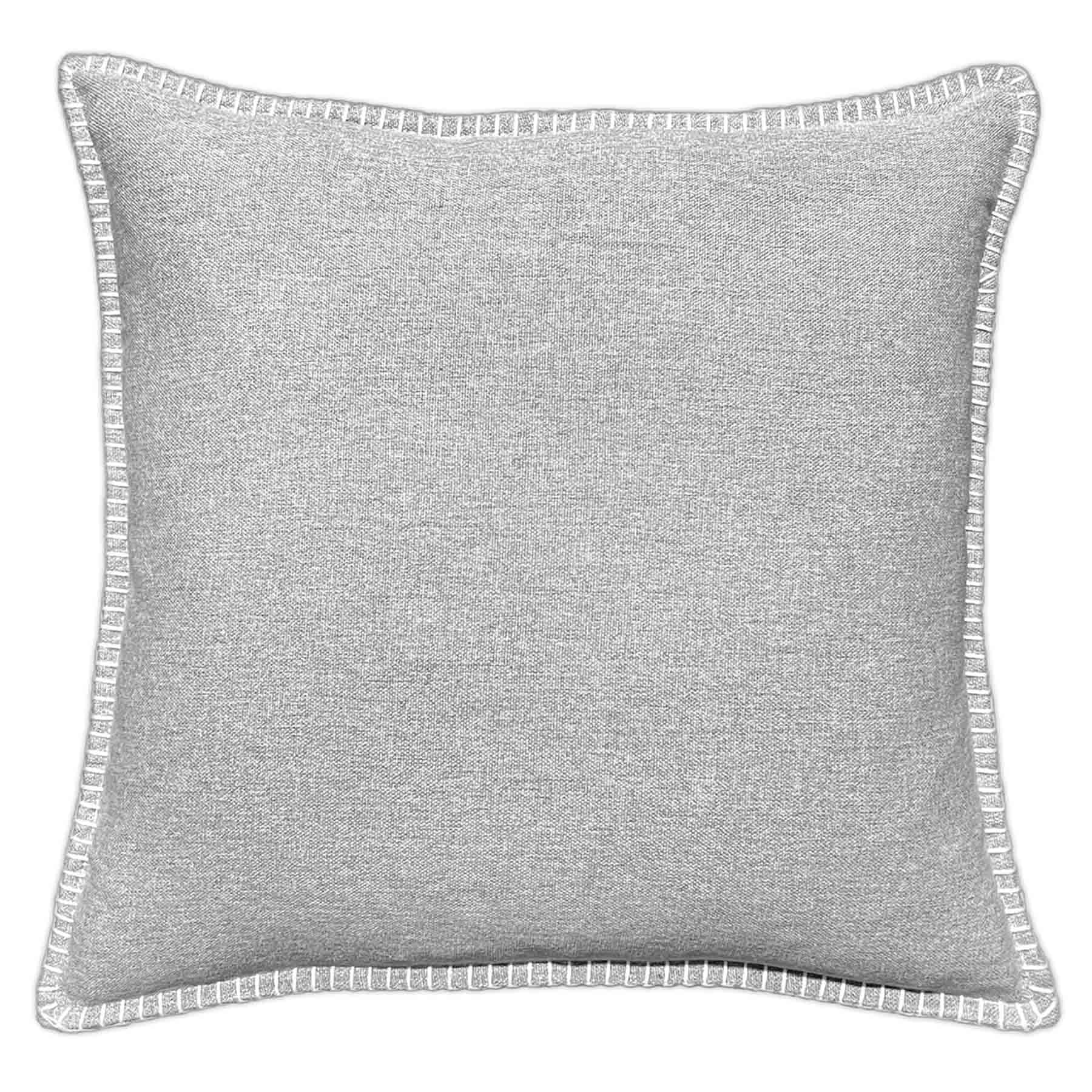 Grey Heathered Whip Stitch Feather Filled Throw Pillow, 18"