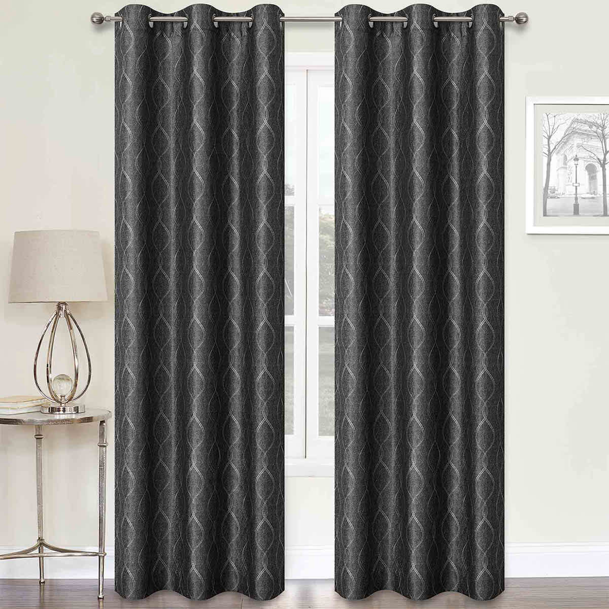 2-Pack Black Light Filtering Grommet Curtain Panels, 84"
