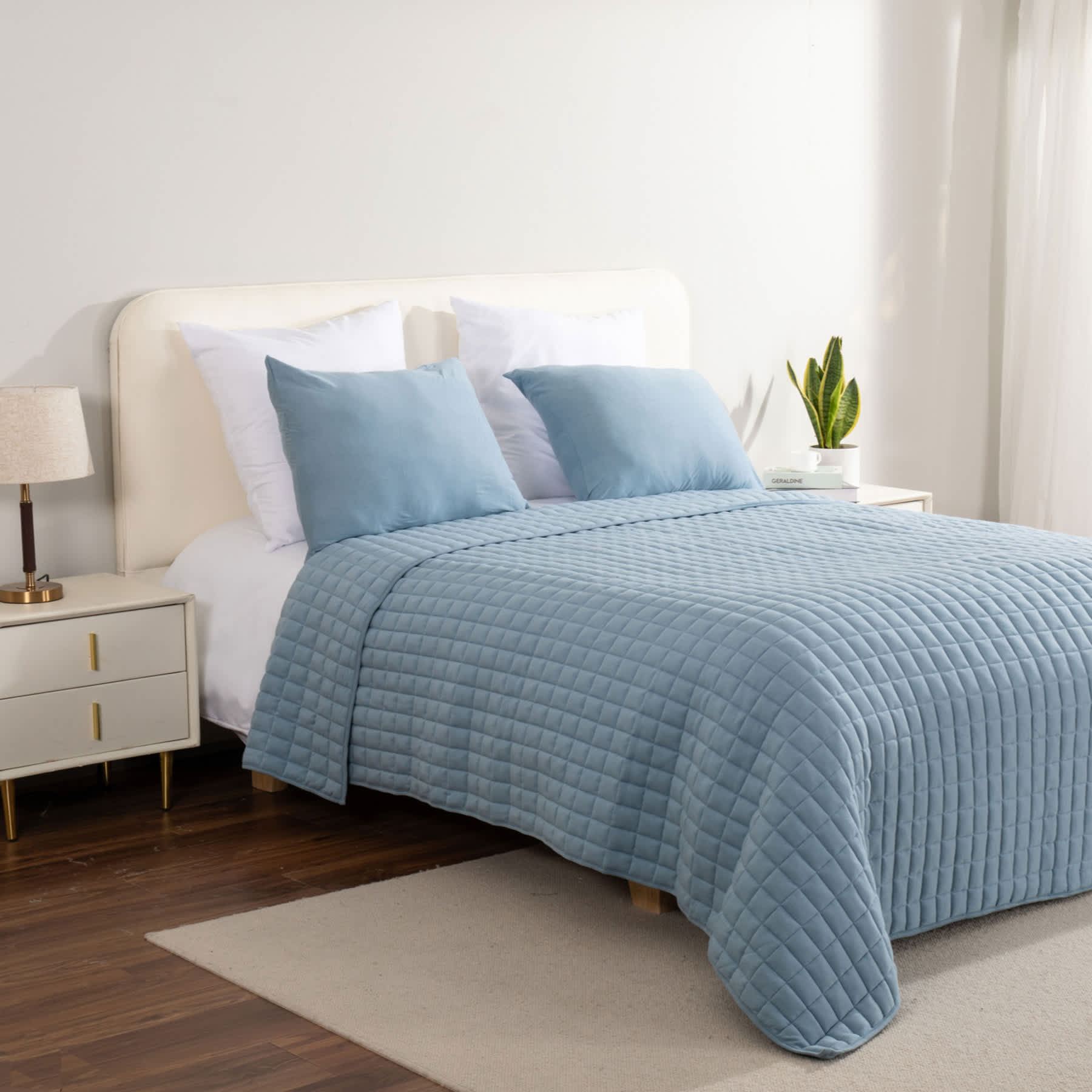 Light Blue Soft Knit Jersey Quilt, King