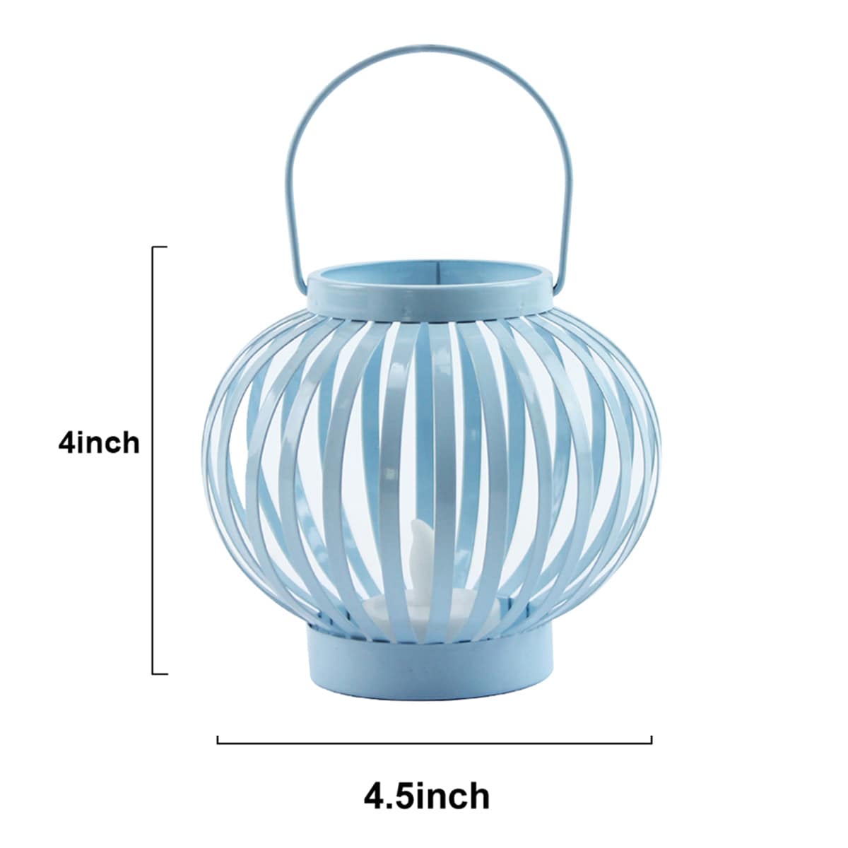 Blue Metal LED Tealight Candle Lantern, 4"