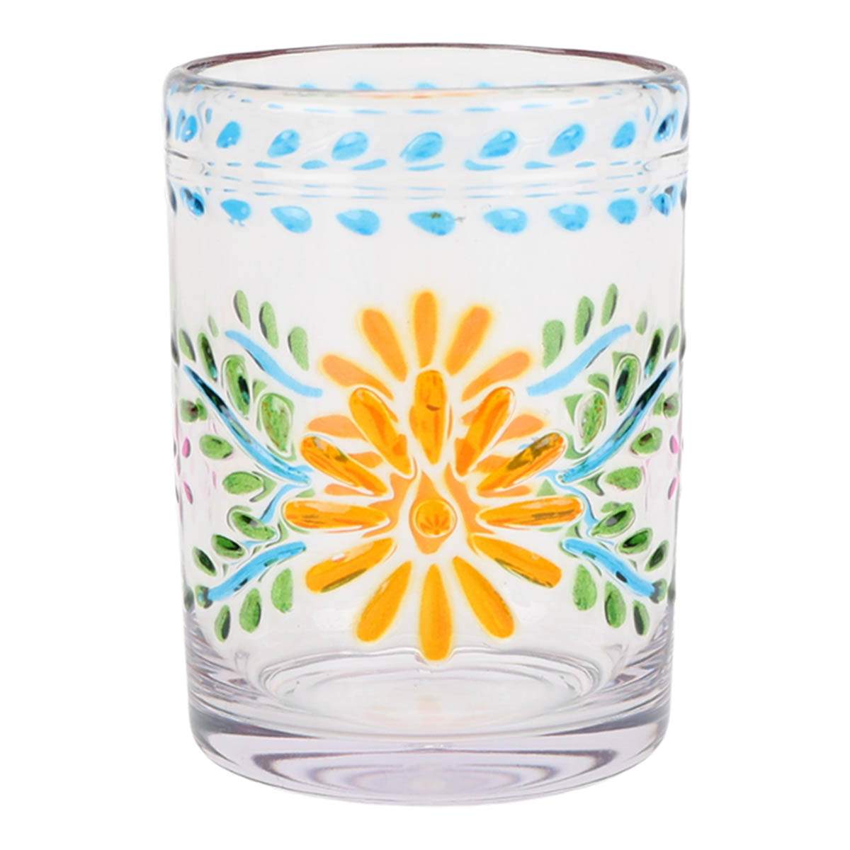Acrylic Multicolor Embossed Clear Double Old Fashioned Glass