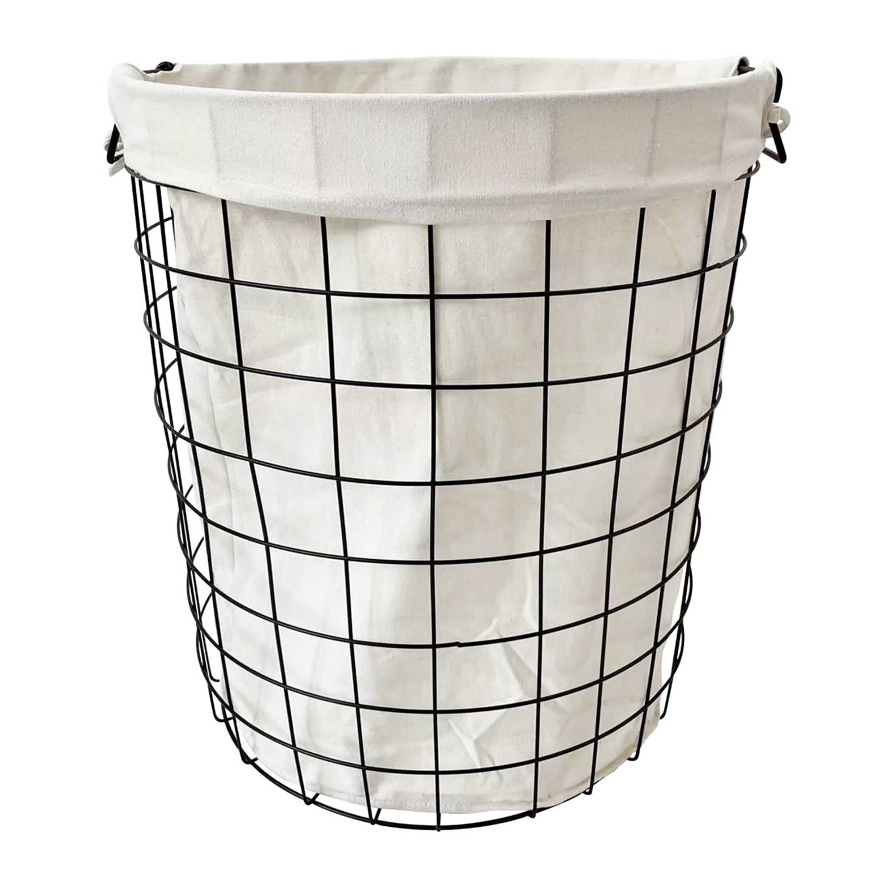 Black Metal Laundry Hamper with Handles, Large