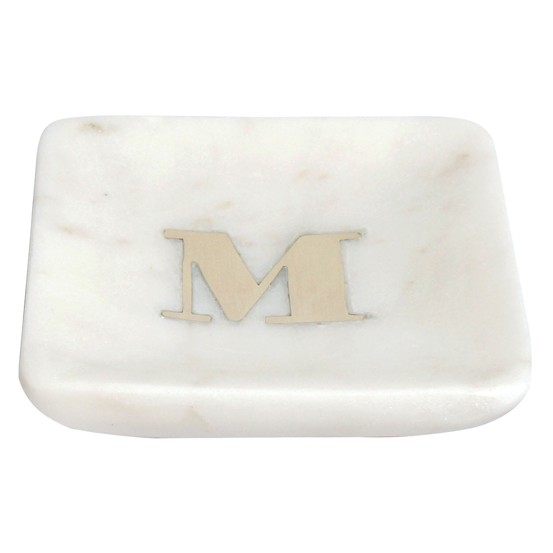 White Marbled Monogram Trinket Tray, M